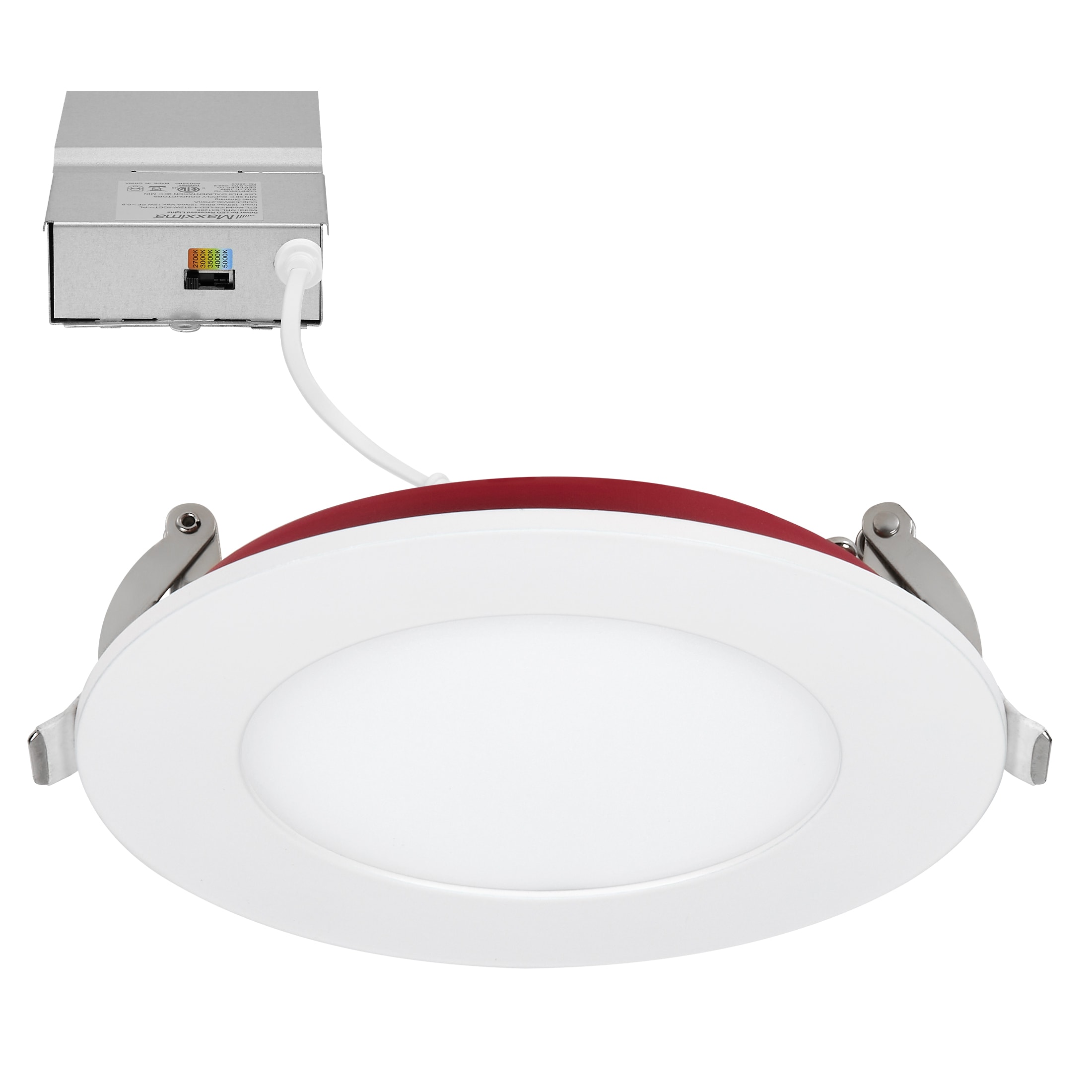 Maxxima MRL-S41285 White 4-in 800 -Lumens Switchable white Round Dimmable LED Canless Damp rated Recessed Downlight
