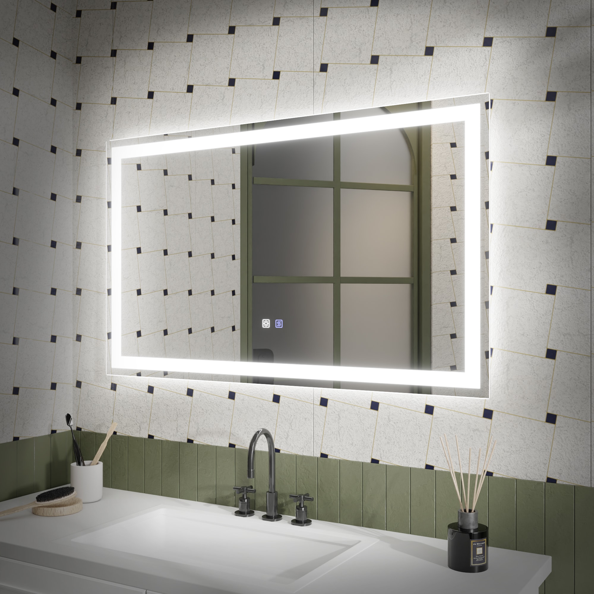 40-in x 24-in Frameless Dimmable Lighted Fog Free Bathroom Vanity Mirror (White) | - ExBrite JQBM4032FB3