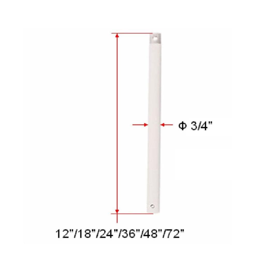 White 18-Inch Steel Ceiling Fan Downrod