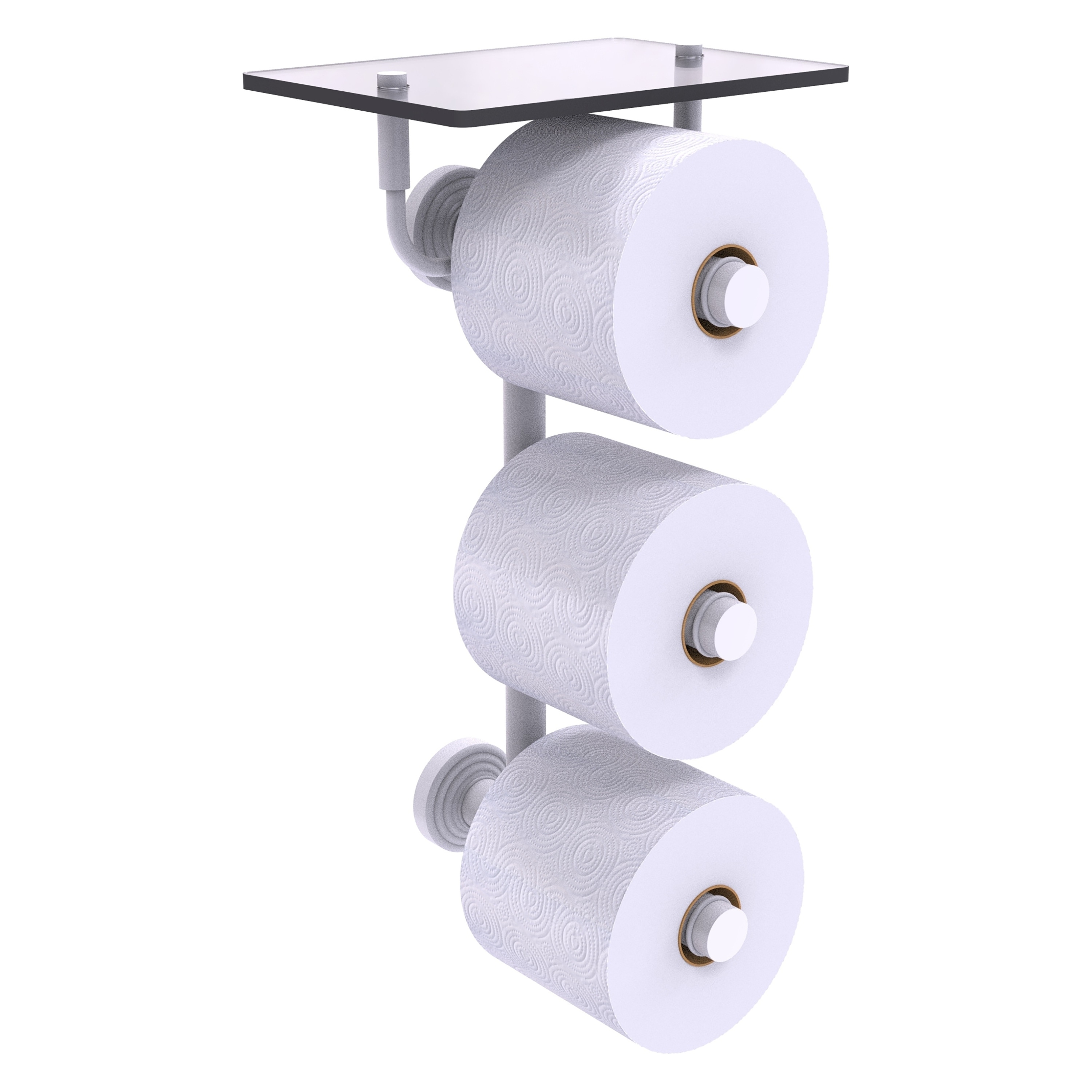 Allied Brass WP-35-3VS-WHM Waverly Place Matte White Wall mount Double post Toilet Paper Holder 3 -Rolls with Storage