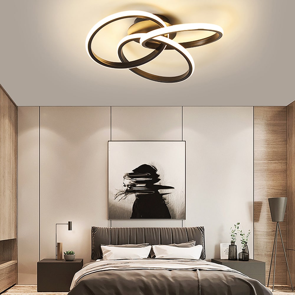 Oukaning HG-HCXLST-4158-US 20.5-in 1 -Light 20.5-in Brushed Black Integrated LED Flush Mount Light