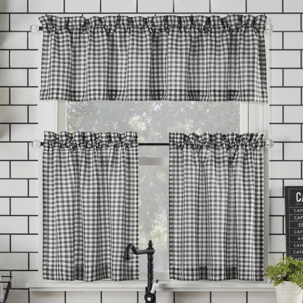 No 918 24 In Black White Semi Sheer Rod Pocket Single Curtain Panel The Curtains Ds Department At Lowes Com