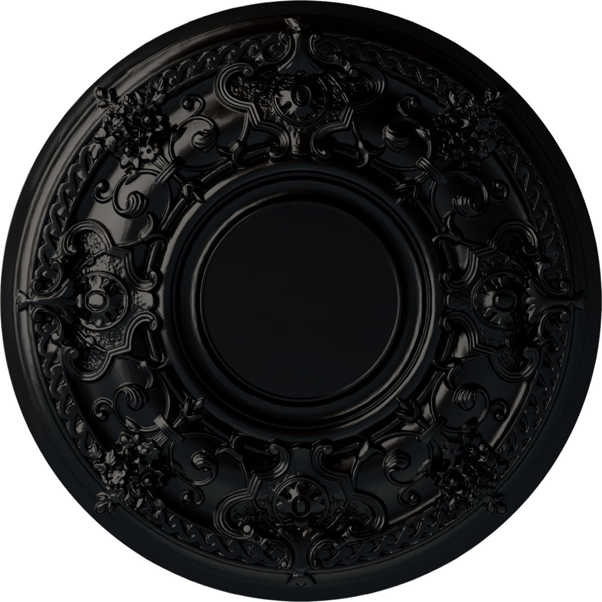Ekena Millwork CM32JABLF Jackson 32.75-in W x 32.75-in L Painted Jet Black Polyurethane Whole Ceiling Medallion