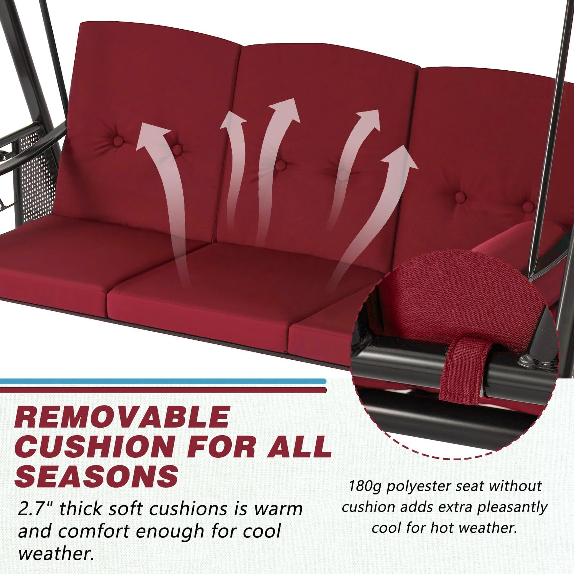 Boyel Living BL-19032RD Replace-Porch-Swing-Glider-Tops - View #5