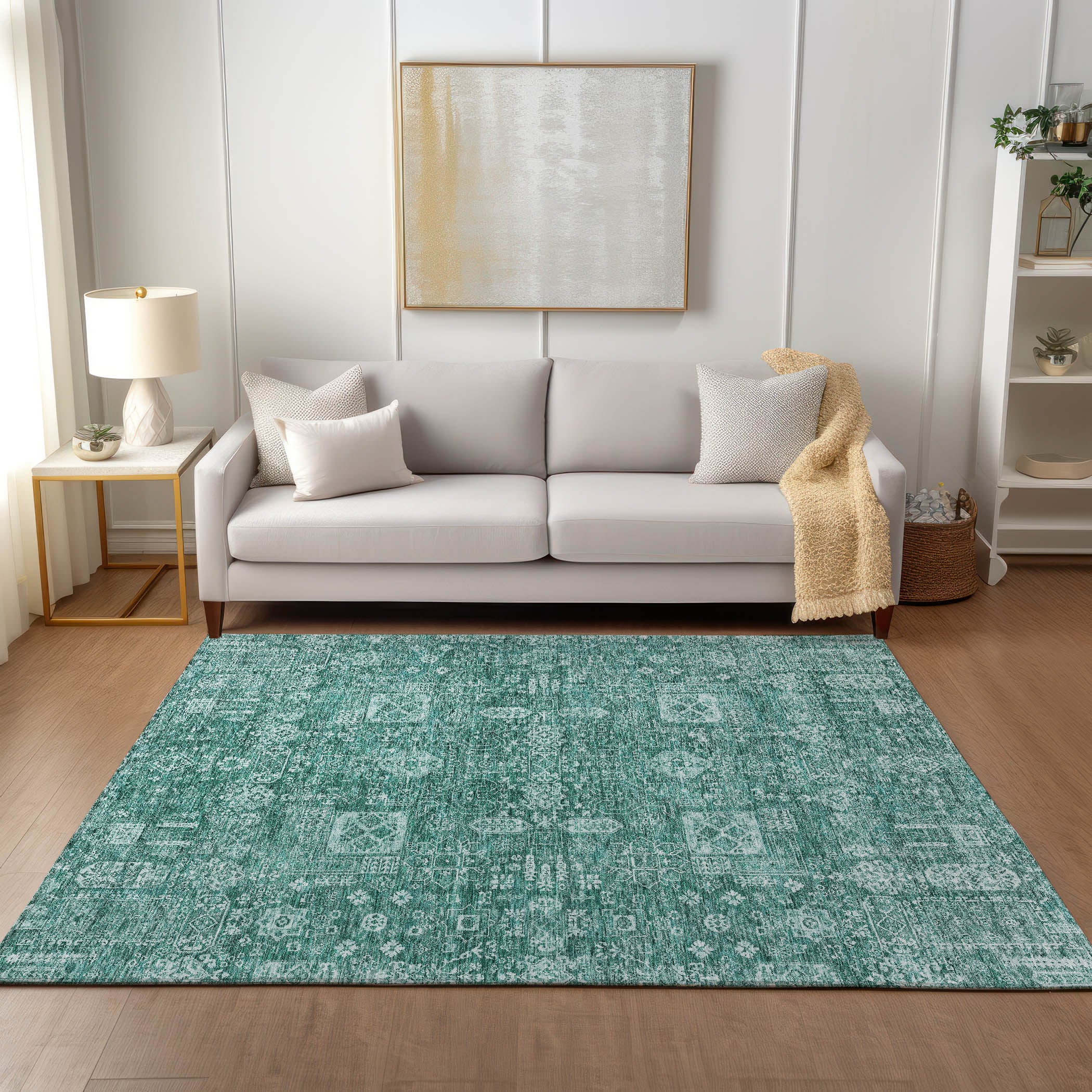 Addison Rugs ACN637TE30X46 Chantille ACN637TE 2 x 3 (ft) Polyester Teal Rectangular Indoor/Outdoor Geometric Machine washable Area rug