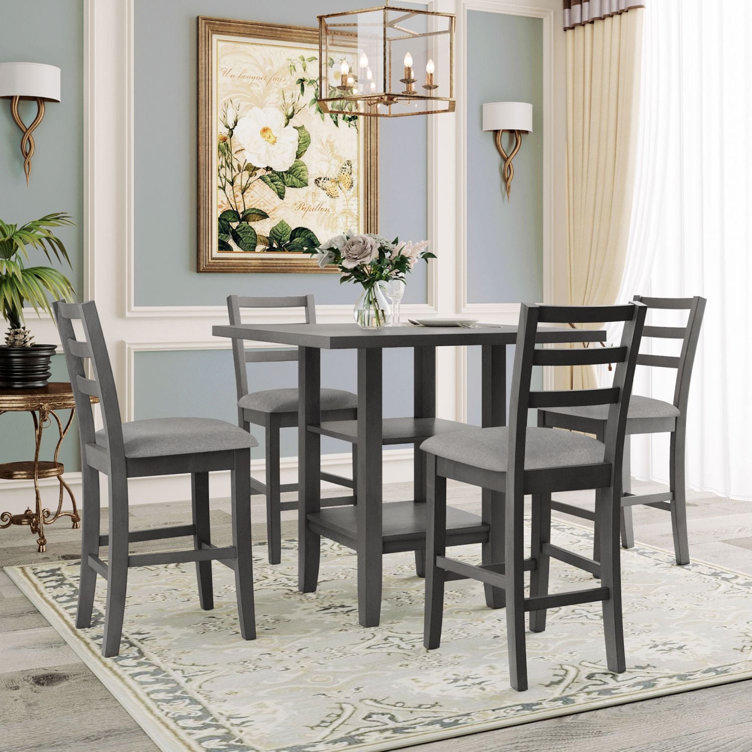 JASMODER ST000034AAE Gray Contemporary/Modern Dining Room Set with Rectangular Table ( Seats 4 )