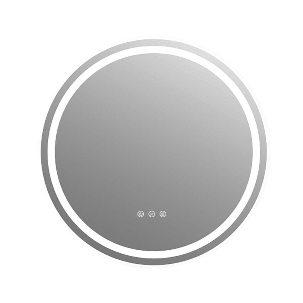 HomLux LMRFL2424 Round Frameless AntiFog LED Bathroom Vanity Mirror 24 in. W x 24 in. H 3 Color Temperatures Sliver