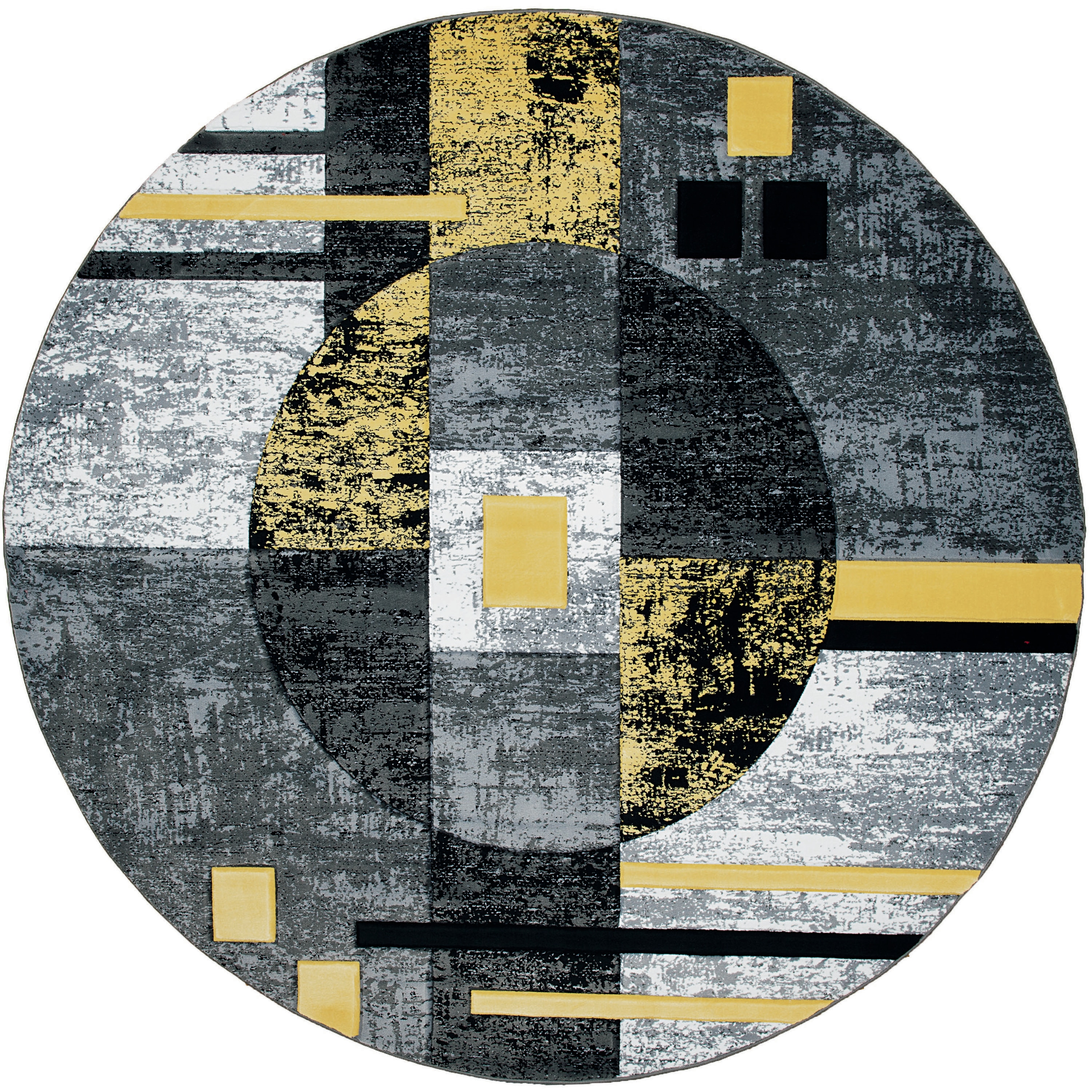 United Weavers Of America 2050 10112 88R Bristol 8 x 8 (ft) Polypropylene Yellow Round Indoor Abstract Area rug