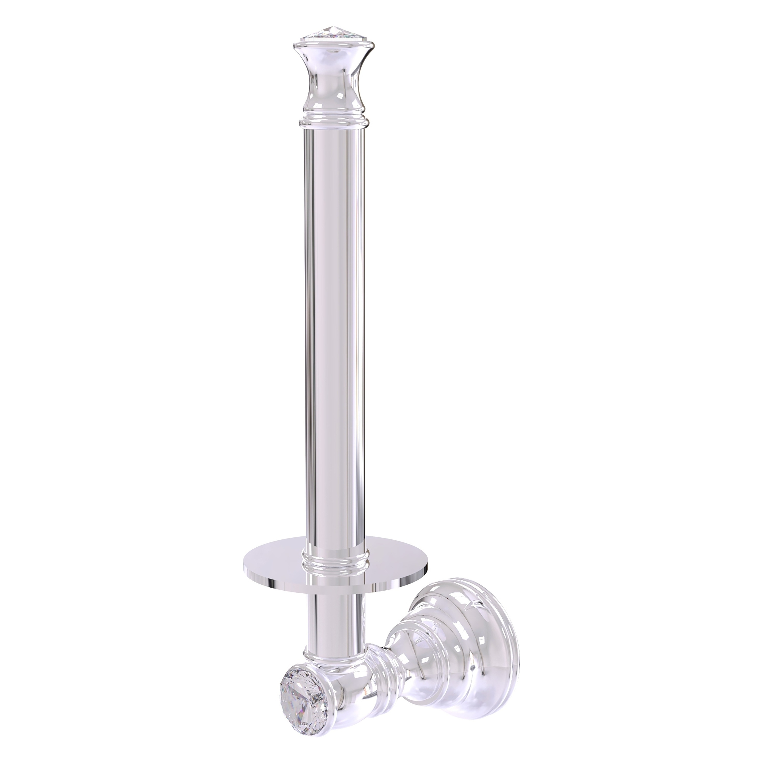 Allied Brass CC-24U-PC Carolina Crystal Polished Chrome Wall mount Single post Toilet Paper Holder 1 -Rolls with Storage