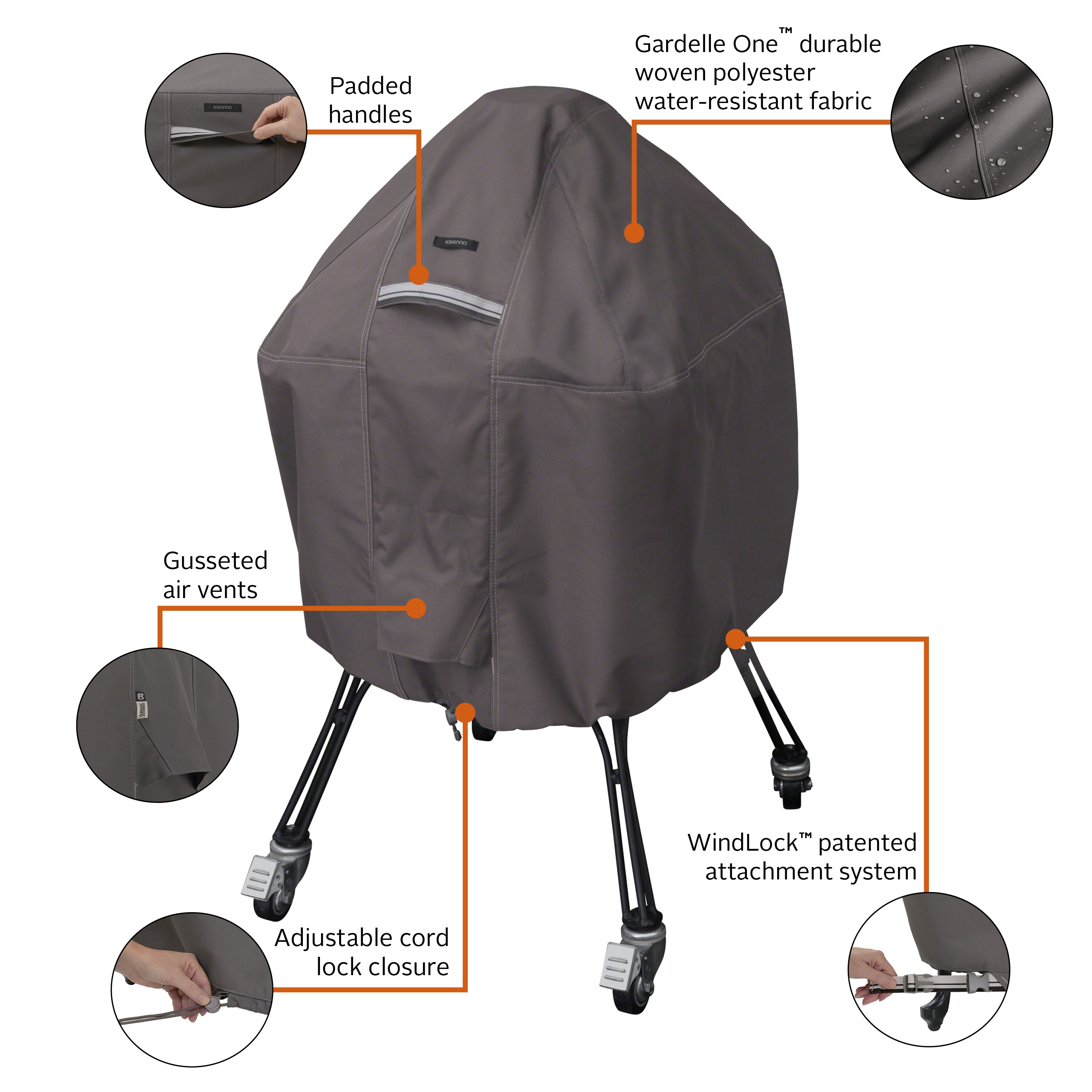 omgive Elendig Afbestille Classic Accessories Ravenna 31.8-in W x 40-in H Dark Taupe Kamado Grill  Cover in the Grill Covers department at Lowes.com
