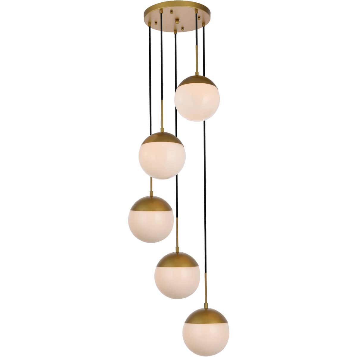 Decovio  12922-BI5 Oyster Bay 5 Light 18 inch Brass Pendant Ceiling Light