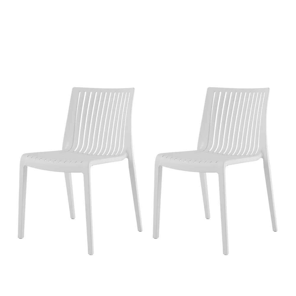 Lagoon 7203W9-BSLGS Milos Set of 2 Stackable White Resin Frame Stationary Dining Chair with Solid Seat