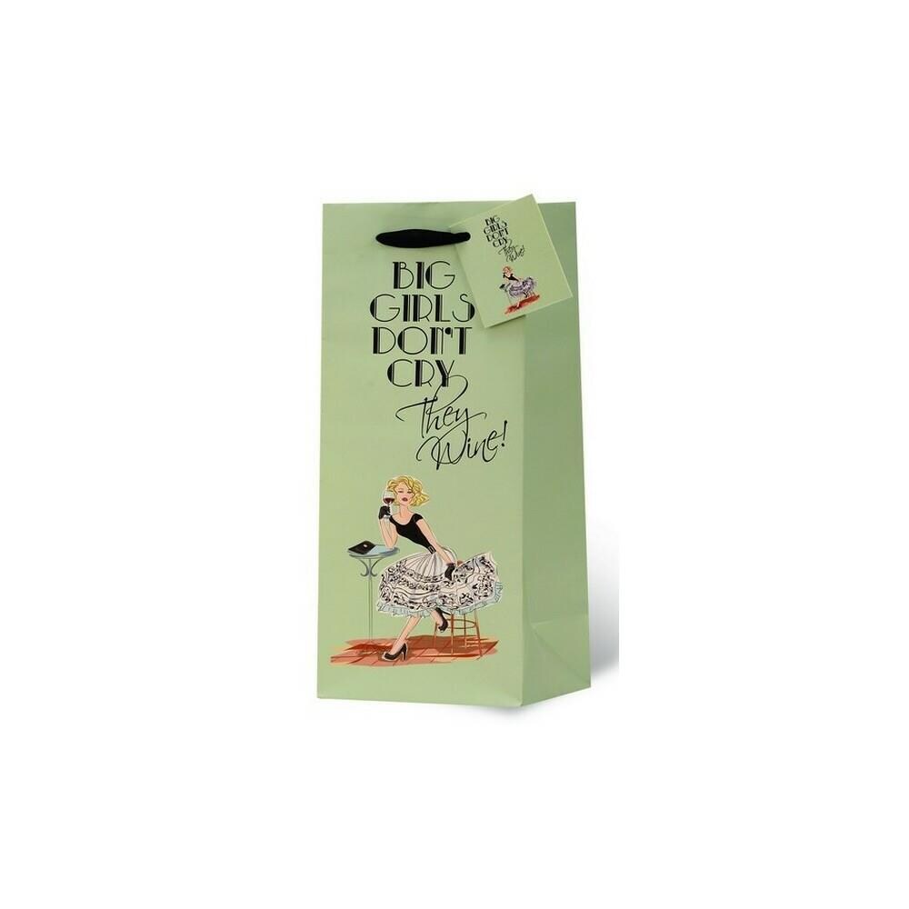 Wrap-Art GC41268  17965 Big Girls Dont Cry Wine Bottle Gift Bag- Pack of 6
