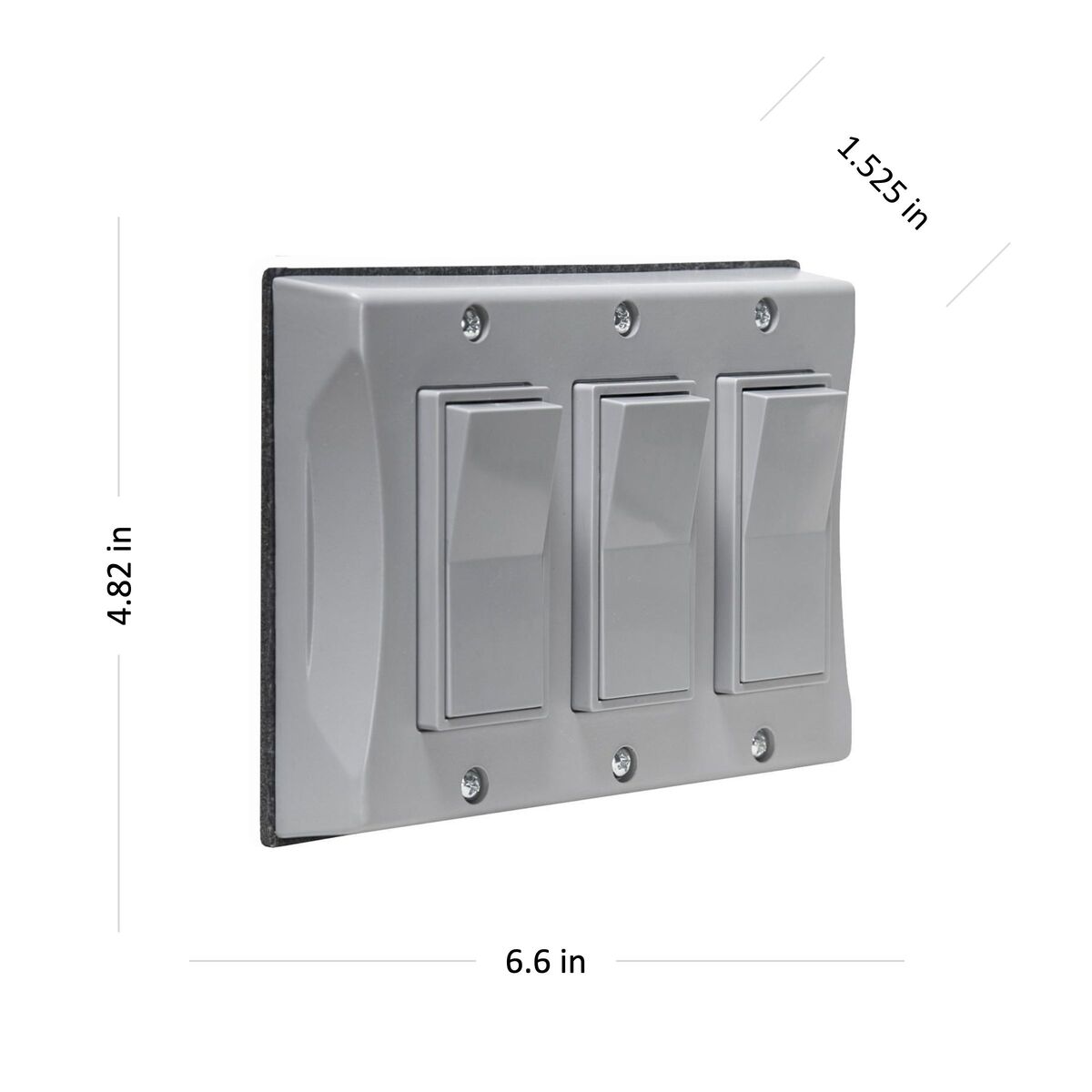 Gray 3-Gang Weatherproof Rocker Switch Cover with Polycarbonate Plate