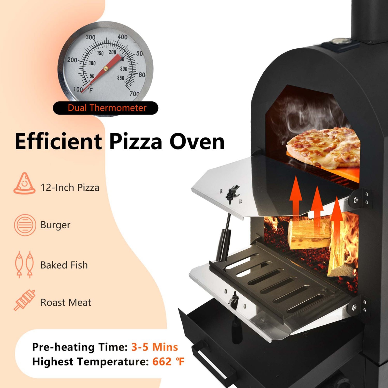 Costway CSHY001096 Outdoor-Pizza-Ovens - View #5