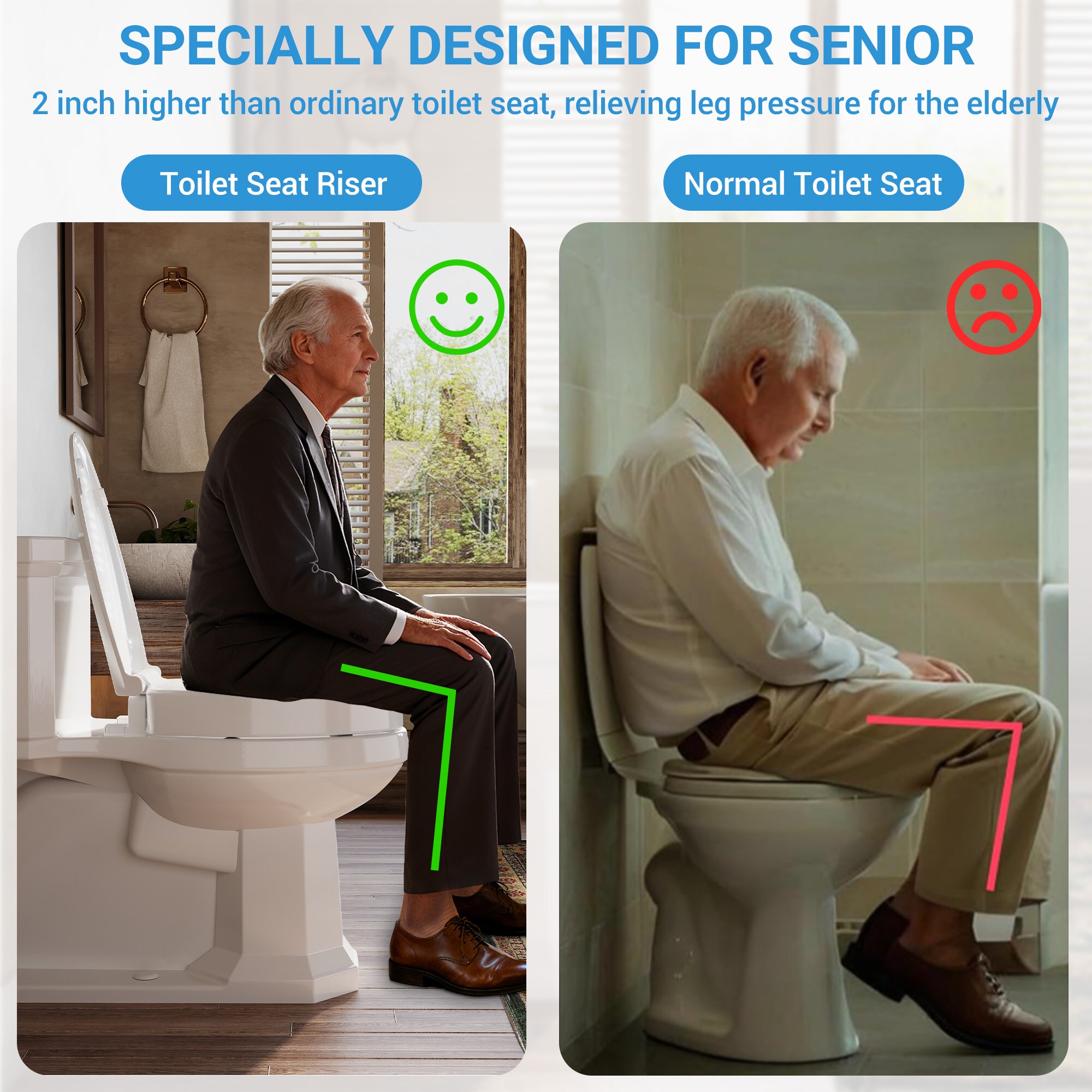 GarveeLife Raised Toilet Seat for Seniors Elongated Elevated Toilet ...
