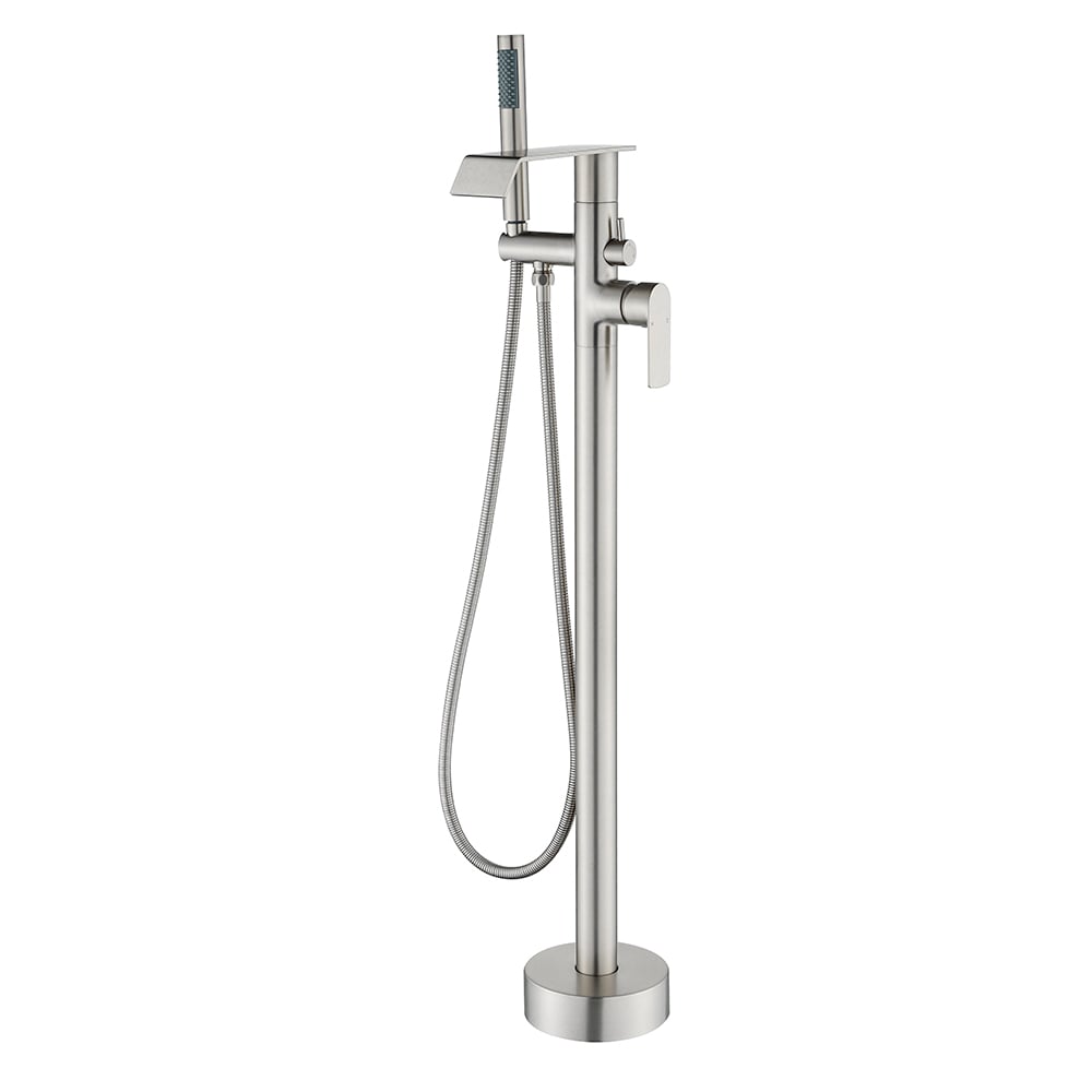 WELLFOR WN0713 Brushed Nickel 1-handle Freestanding Waterfall Bathtub Faucet with Hand Shower ( Valve Included )
