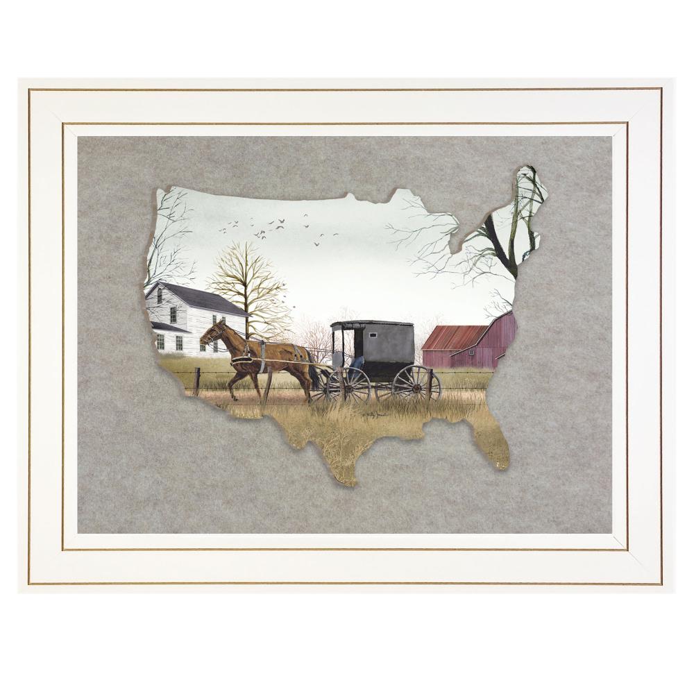 Trendy Decor 4U BJ405USA-E-226G White Wood Framed 15-in H x 19-in W Vintage/Retro Paper Print