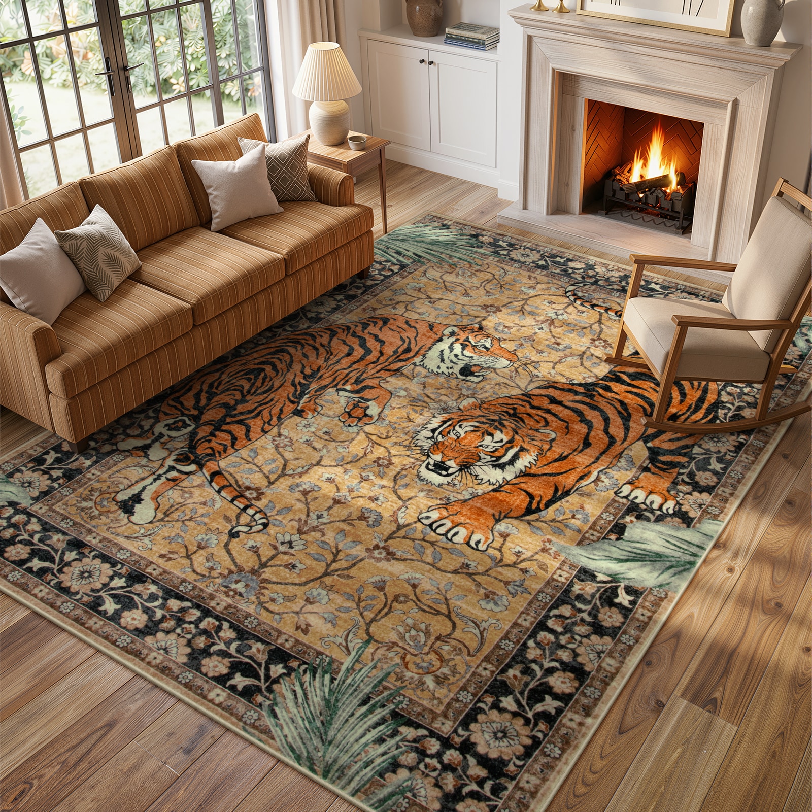 Lahome 8x10(ft) Desert Color Washable Tiger Pattern Washable Soft