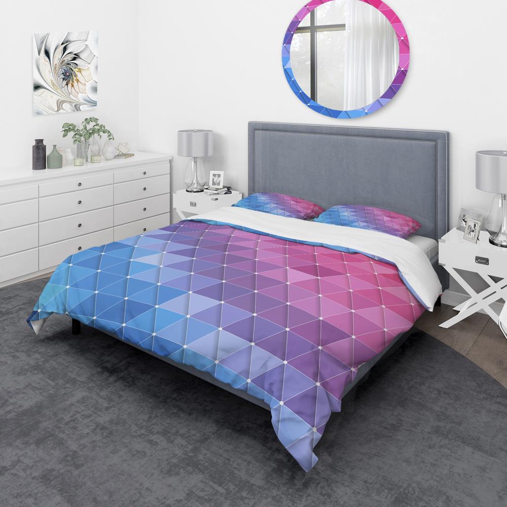 Designart BED19105-Q 3 -Piece Blue Queen Duvet cover Set