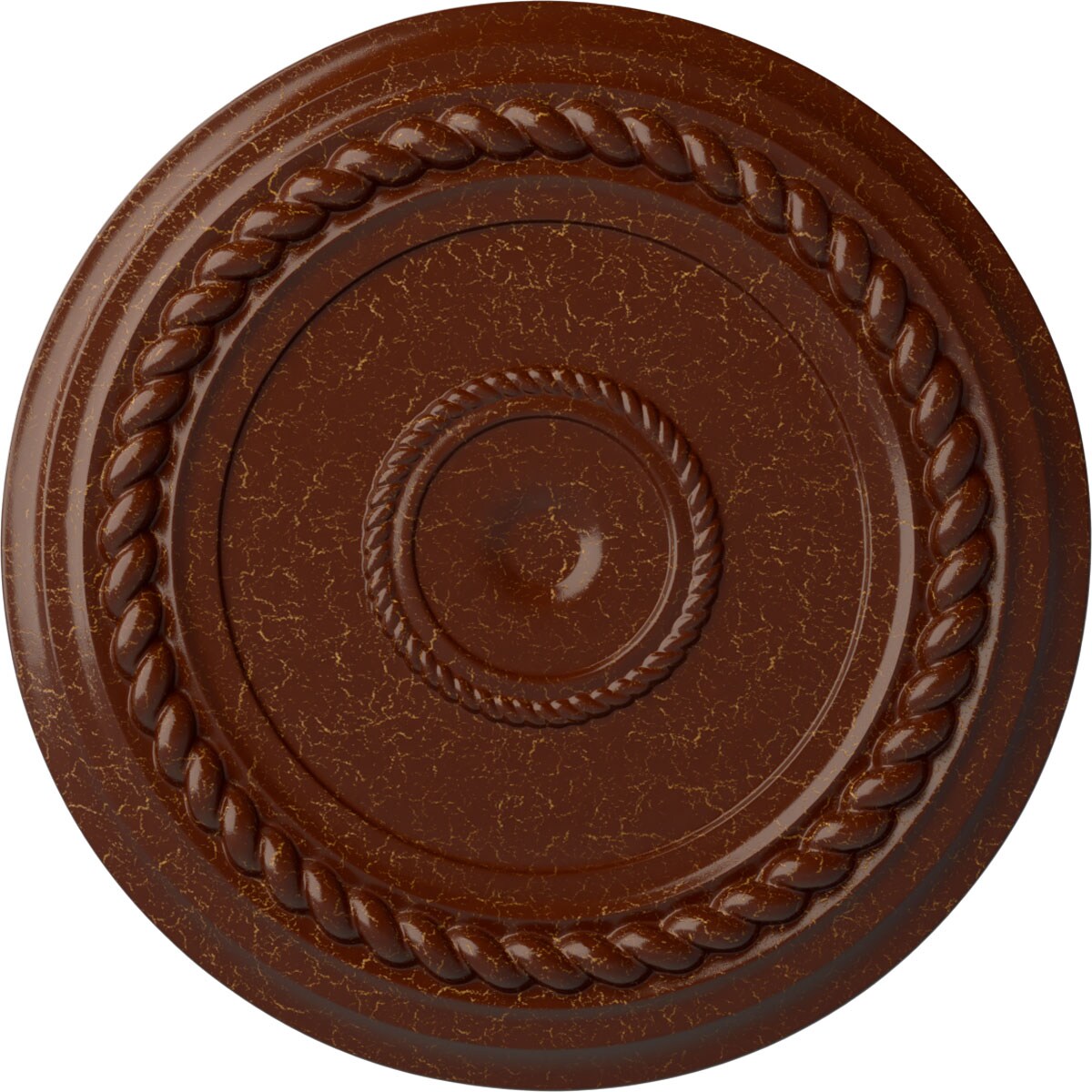 Ekena Millwork CM18ALBMC Alexandria Rope 19.625-in W x 19.625-in L Painted Burnished Mahogany Crackle Polyurethane Whole Ceiling Medallion