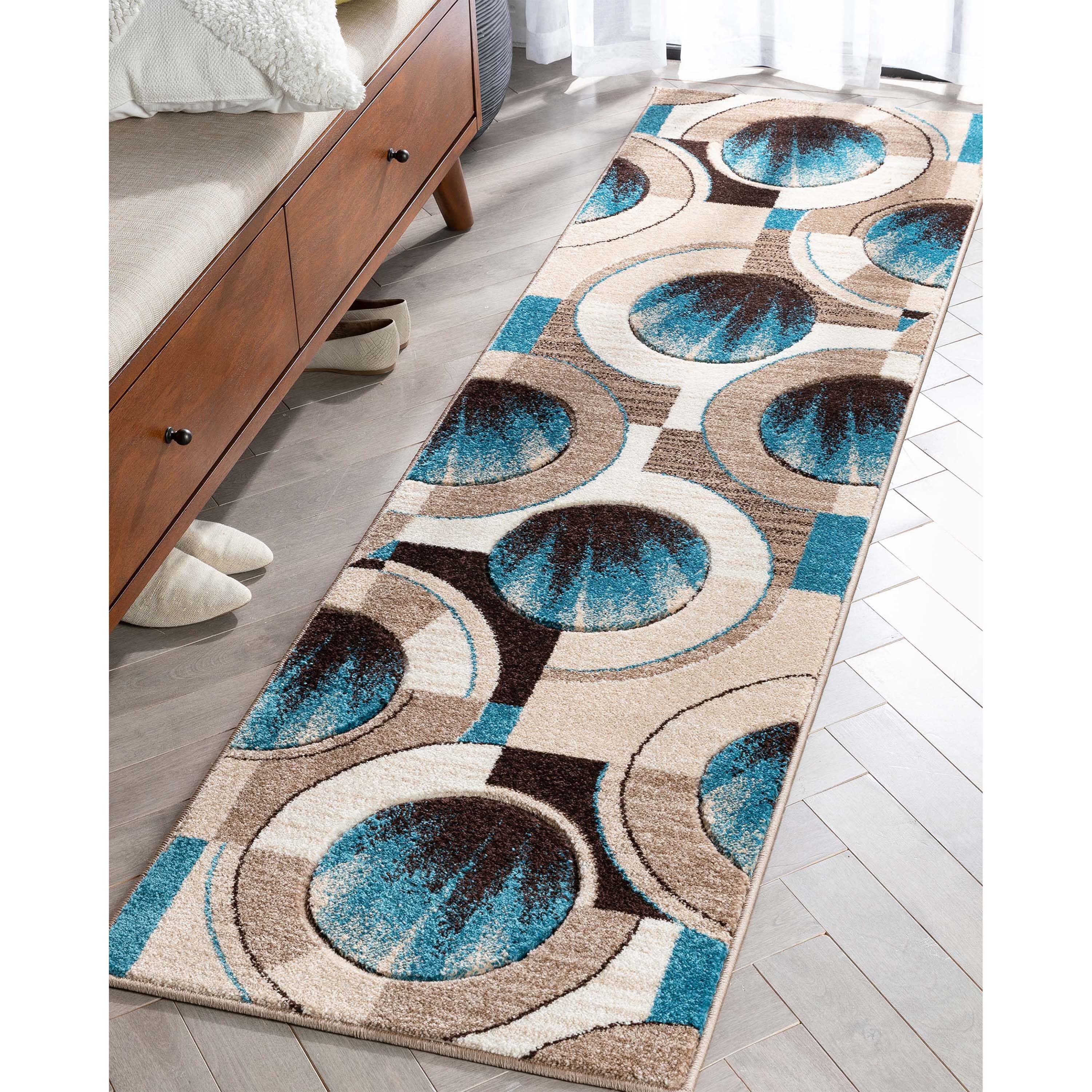 Tayse Rugs Super Grip Solid Cream 3 ft. x 8 ft. Indoor Runner Rug