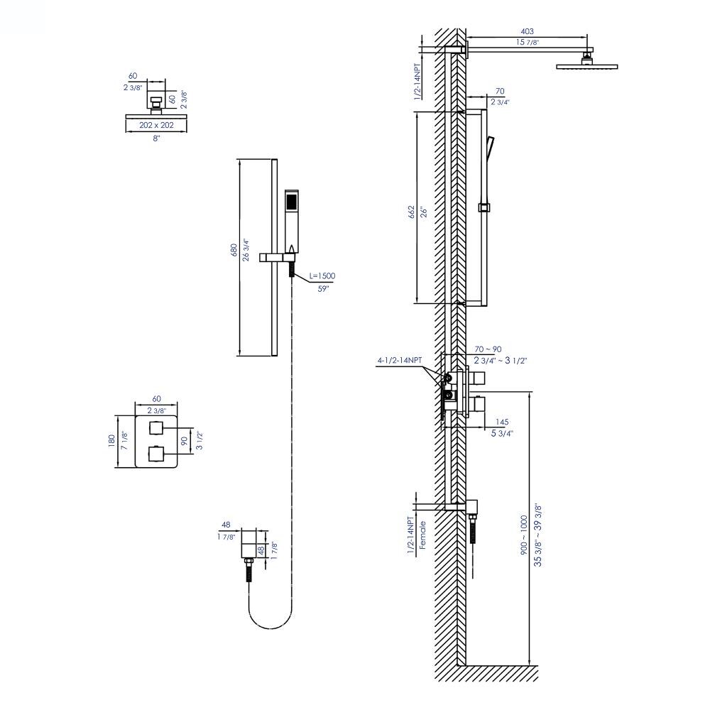 ALFI AB2830-PC Showerhead-Bar-Panels - View #5