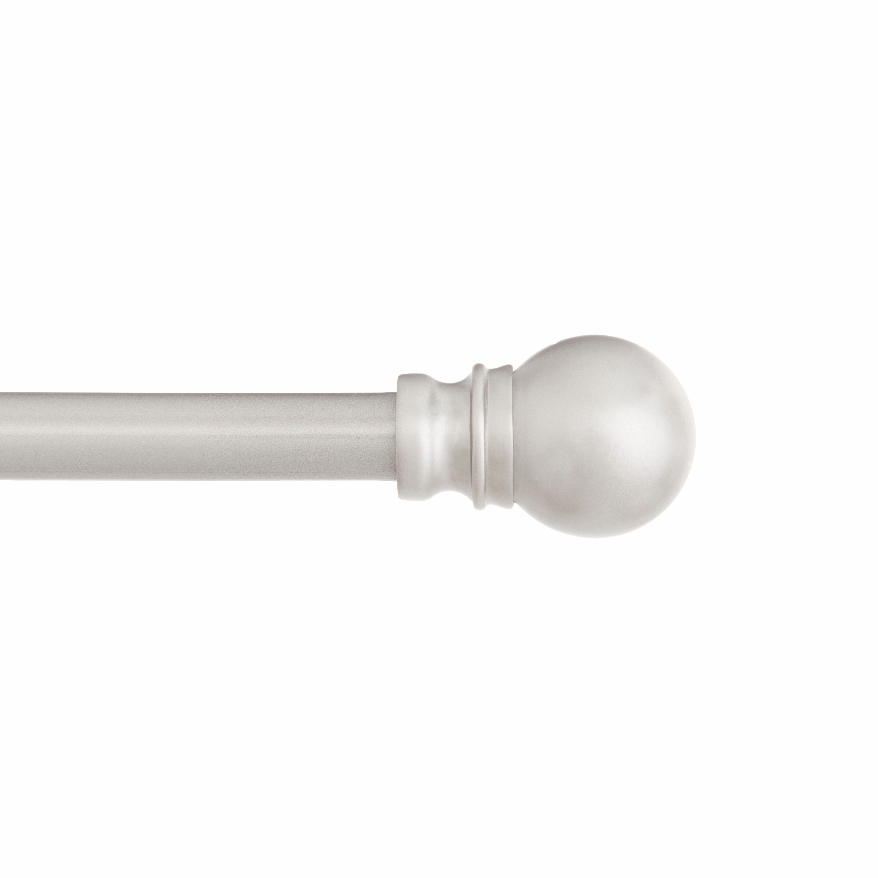 Kenney KN55971 Davenport 48-in to 86-in Brushed Nickel Steel Single curtain rod with Finials