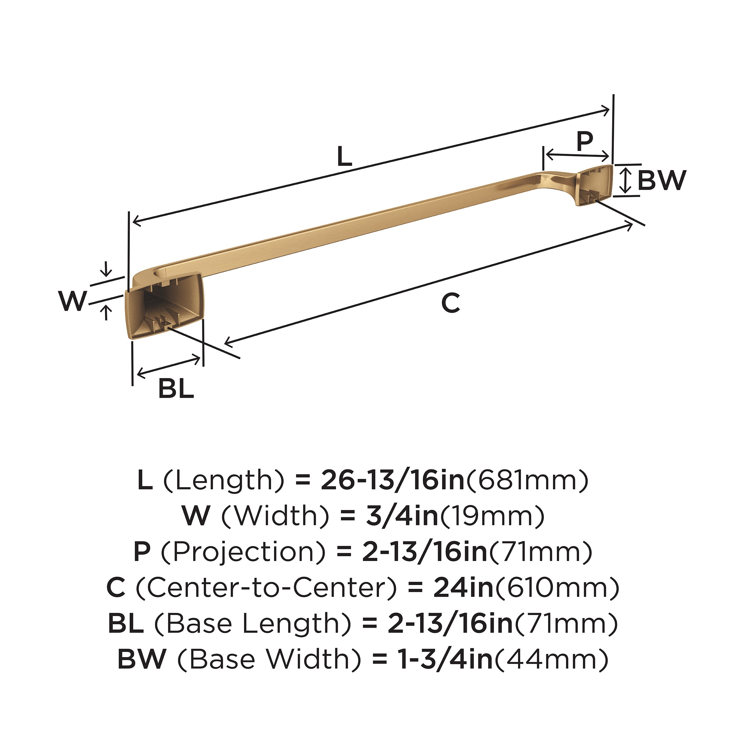 Highland Ridge 24 inch Champagne Bronze Towel Bar