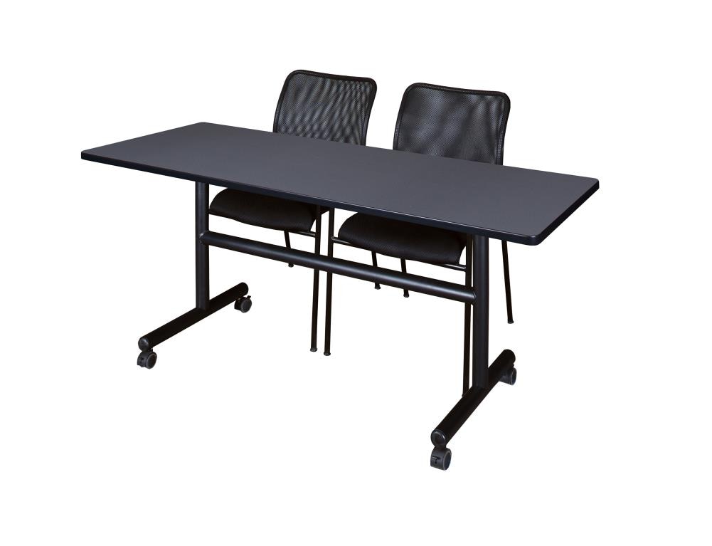 Regency MKFT6030GY75BK Training Gray 4-Person Training Table (60-in W x 29-in H)