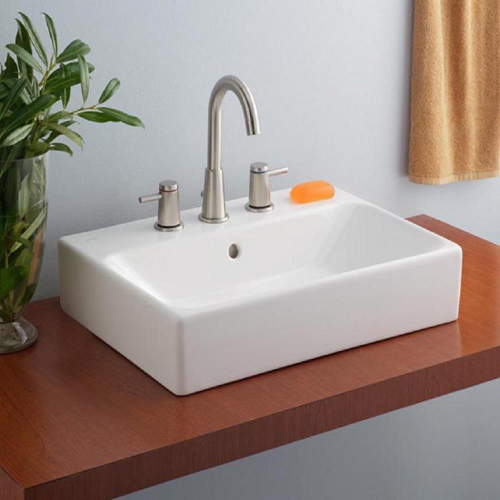 Cheviot 1232WH1 Nuo White Fire Clay Vessel Square Traditional Bathroom Sink (19.69-in x 19.69-in)
