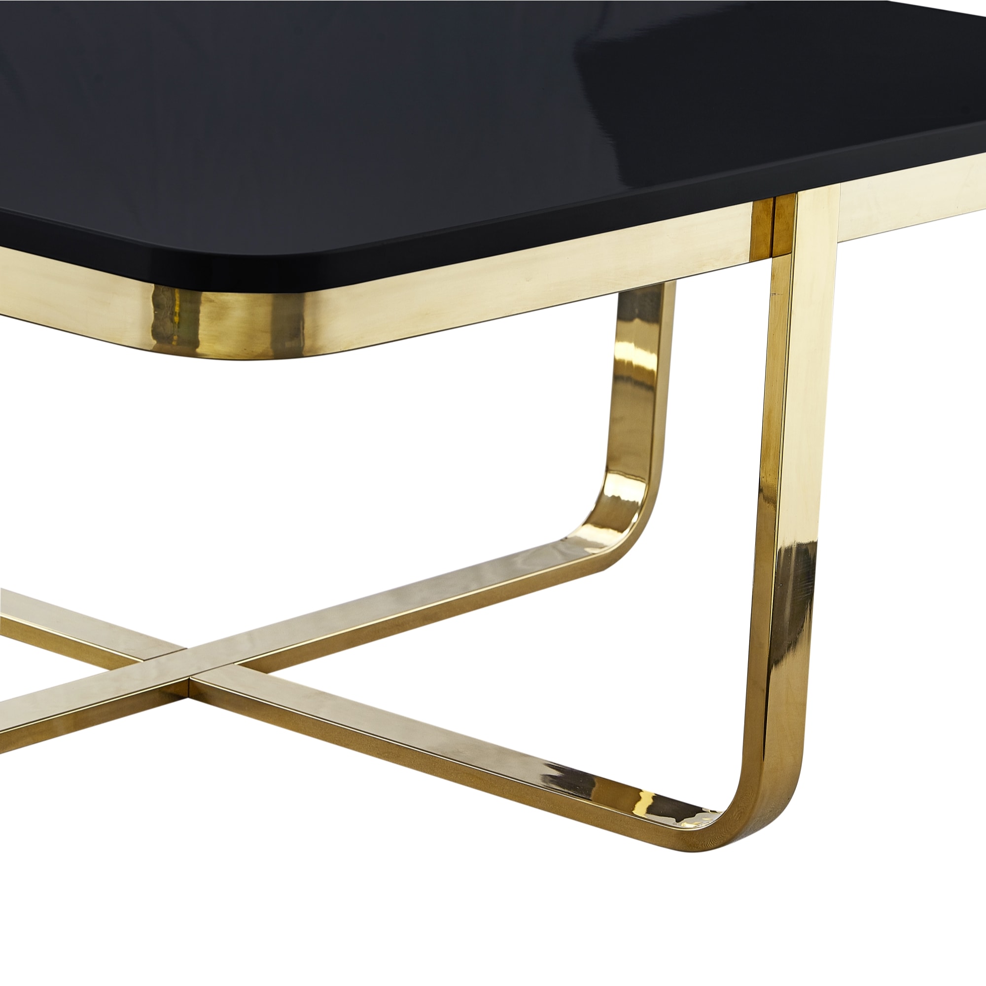 Coffee Table; (120x60x42)cm, Glossy Black/Gold