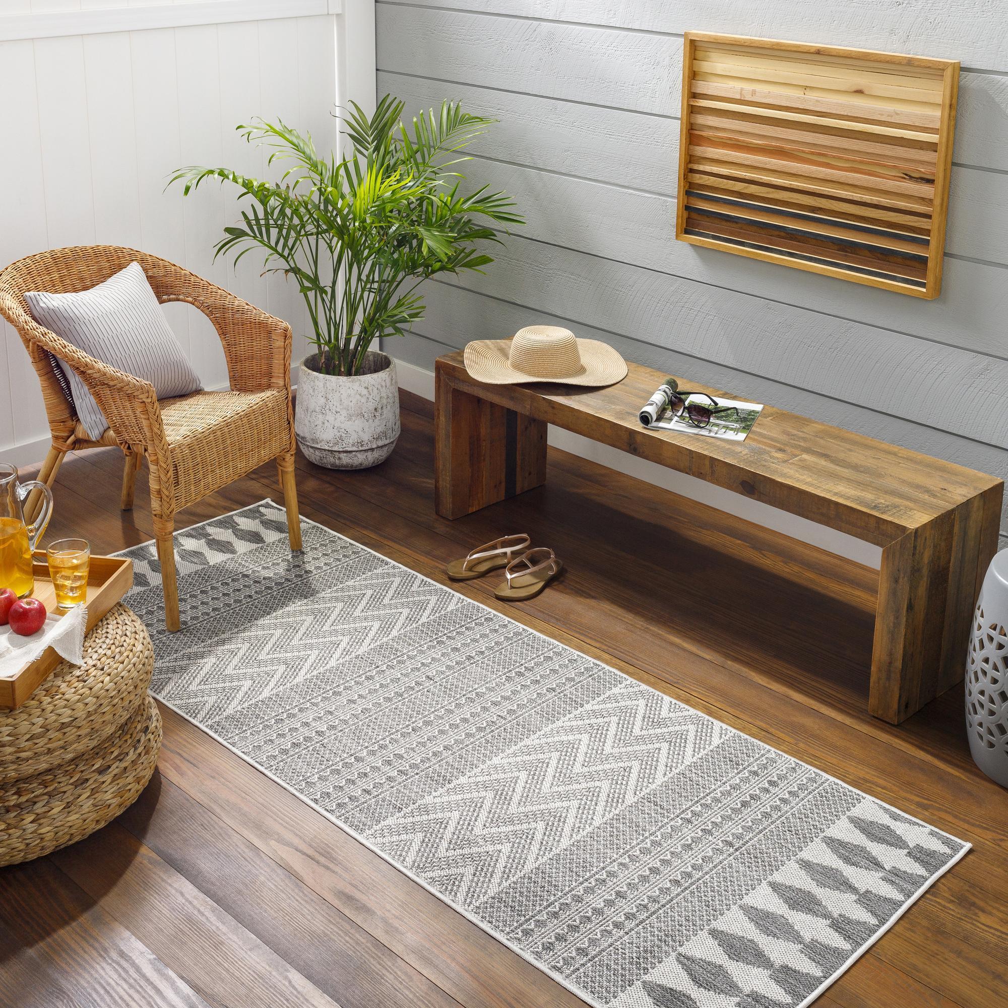 Livabliss LBH2322-2773 Long Beach 3 x 8 (ft) Polypropylene Gray Rectangular Outdoor Tribal Moroccan Runner rug