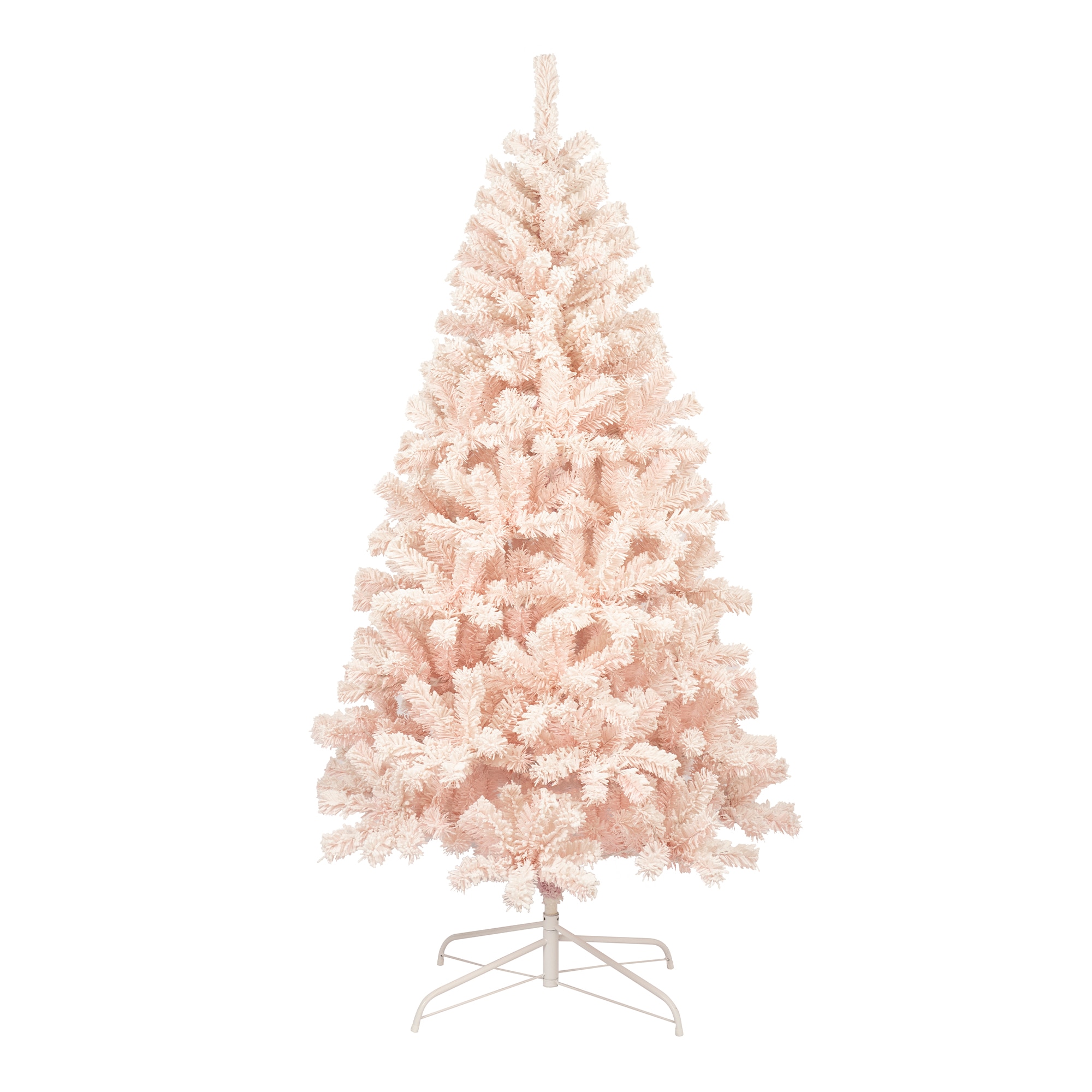 WELLFOR 6-ft Pre-lit Flocked Pink Artificial Christmas Tree with LED ...