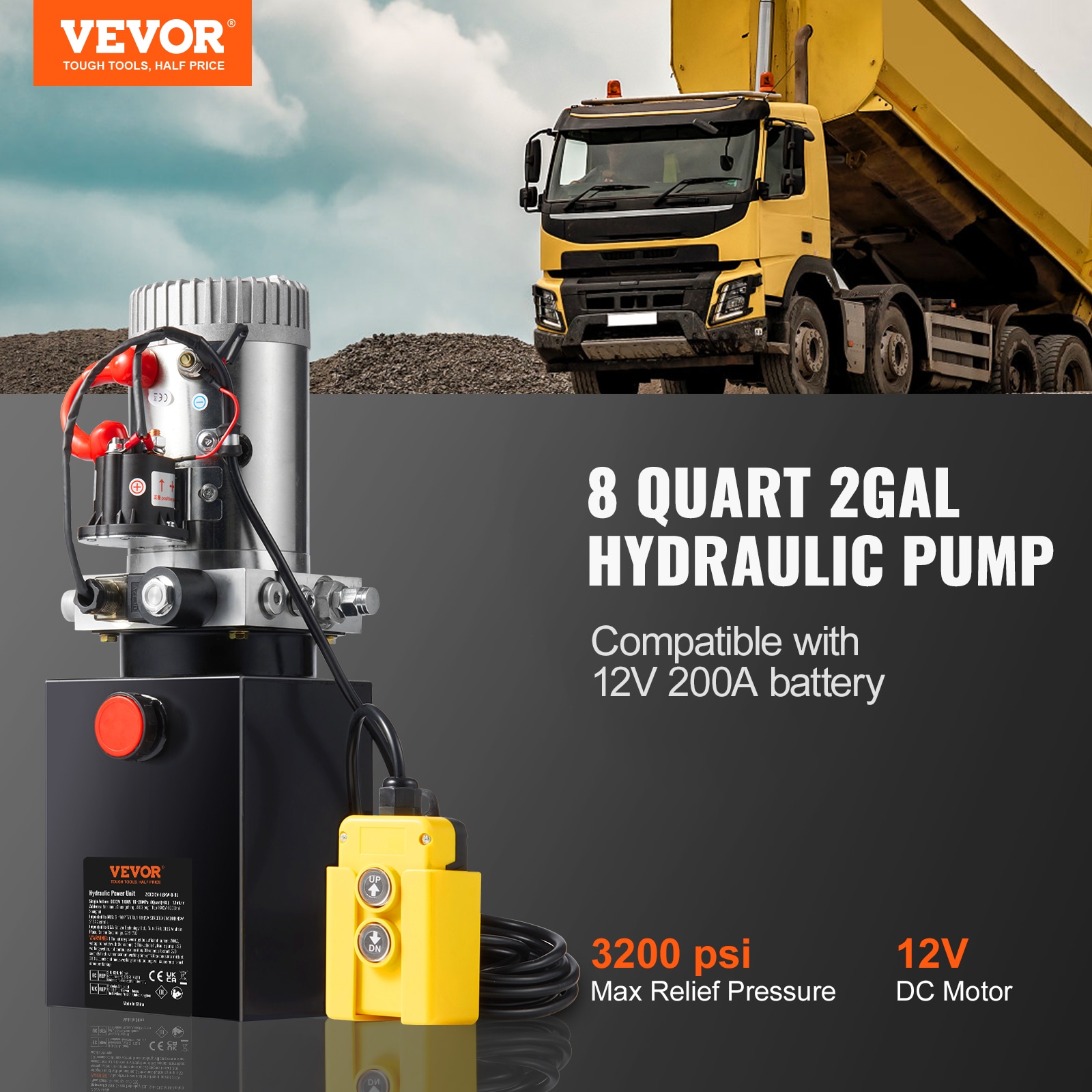 VEVOR Hydraulic Pump Double Acting Hydraulic Power Unit 12V DC