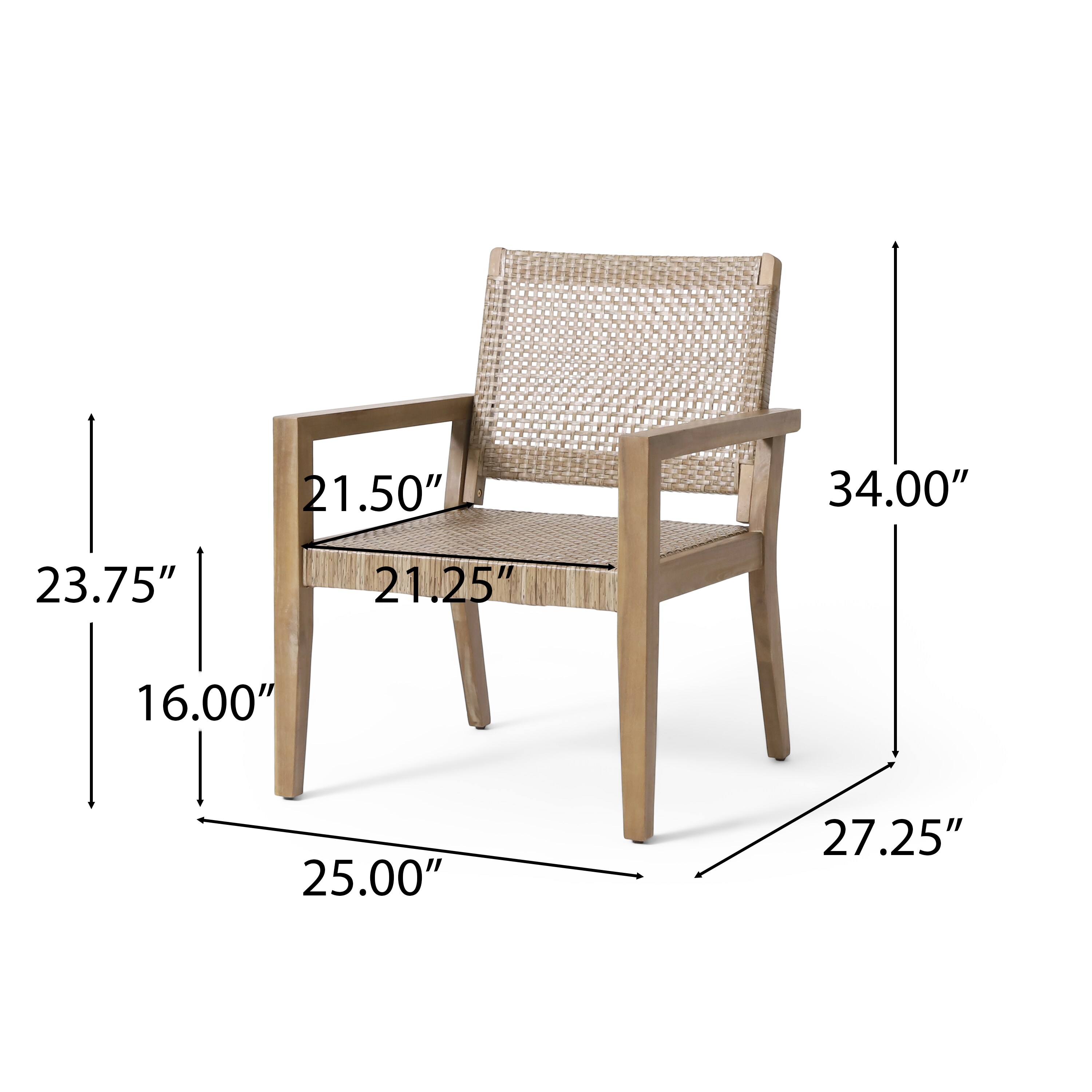 ModernLuxe Assembly Required Outdoor Wicker and Acacia Wood Club Chairs ...