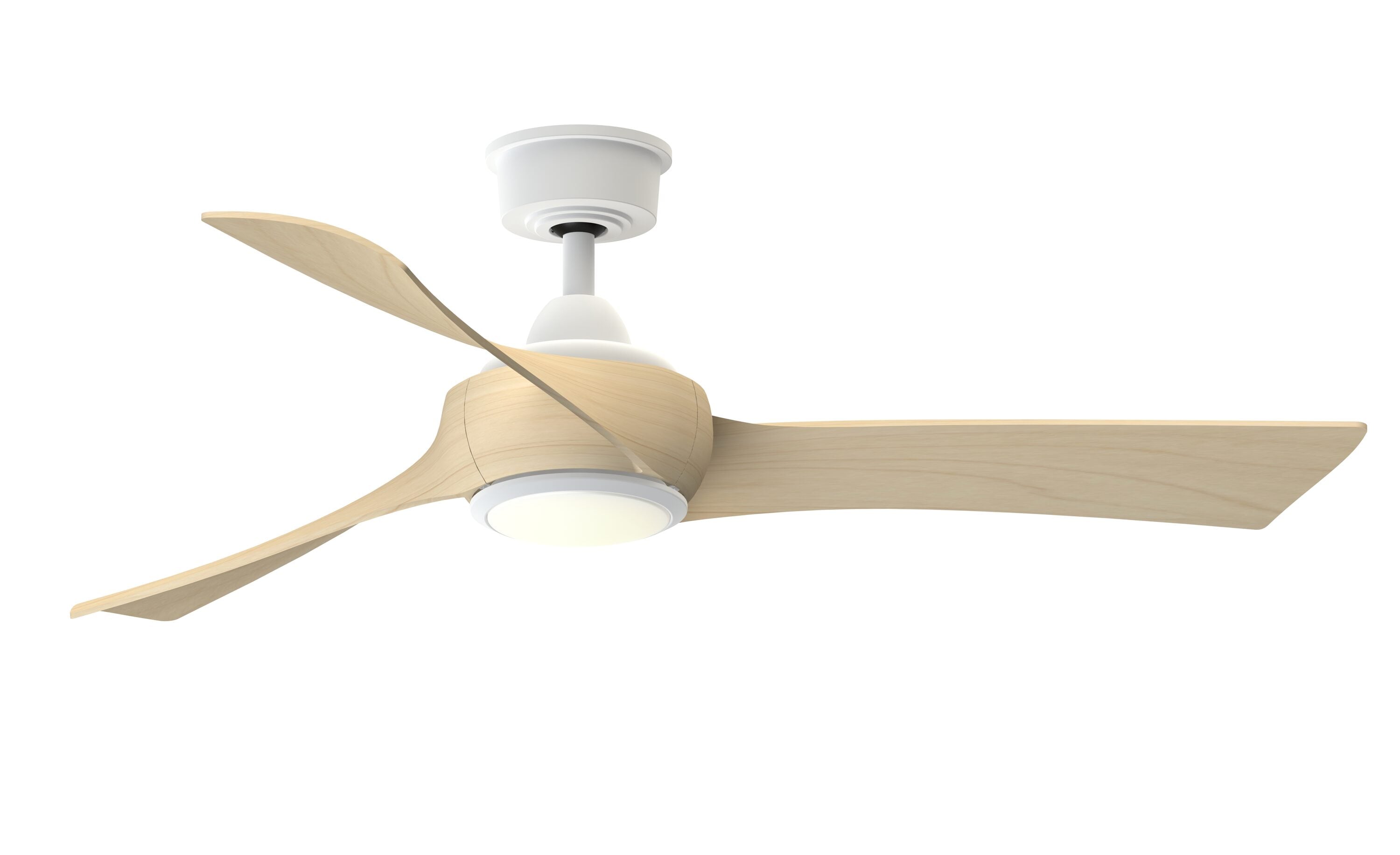 Fanimation Wrap Custom 52-in Matte White with Natural Blades Color-changing Integrated LED Indoor/Outdoor Smart Ceiling Fan with Light and Remote (3-Blade) FPD8530MW-52N-LK Sansujyuku sansujyuku.com