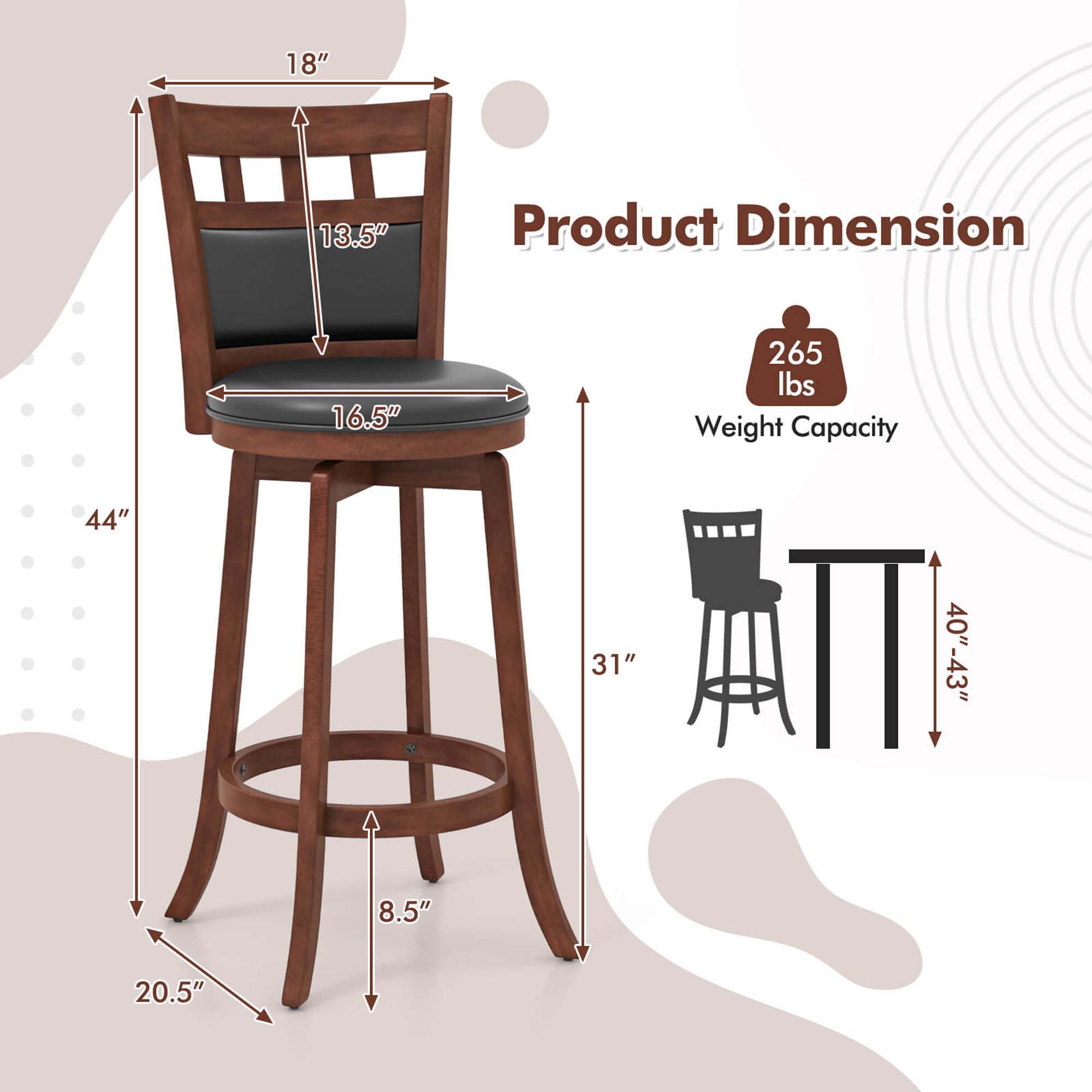 Costway HCST04449 stools - View #2
