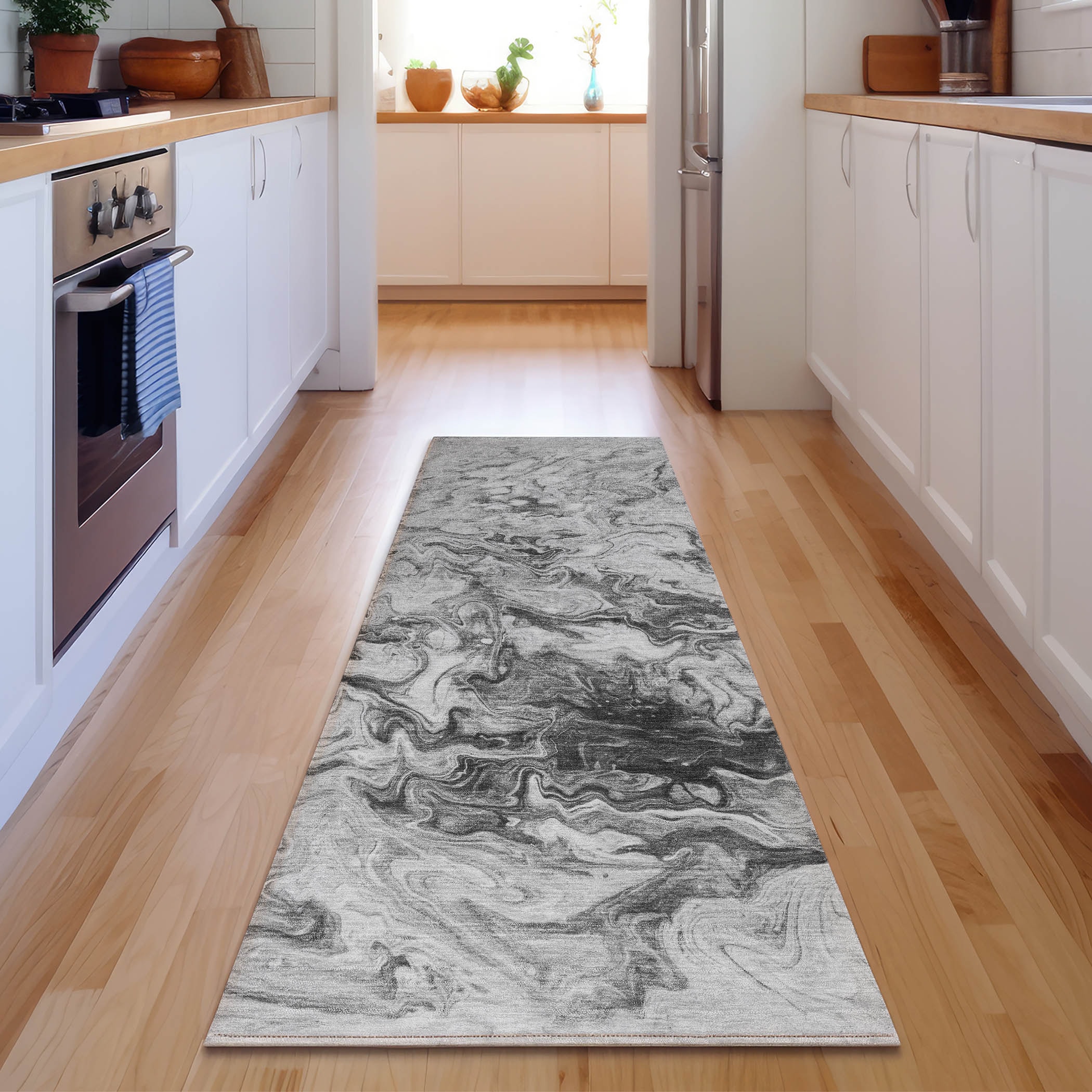 Addison Rugs AMF603GY2X8 Mayfield AMF603GY 2 x 7 (ft) Loomed Polyester Gray Rectangular Indoor Geometric Machine washable Area rug