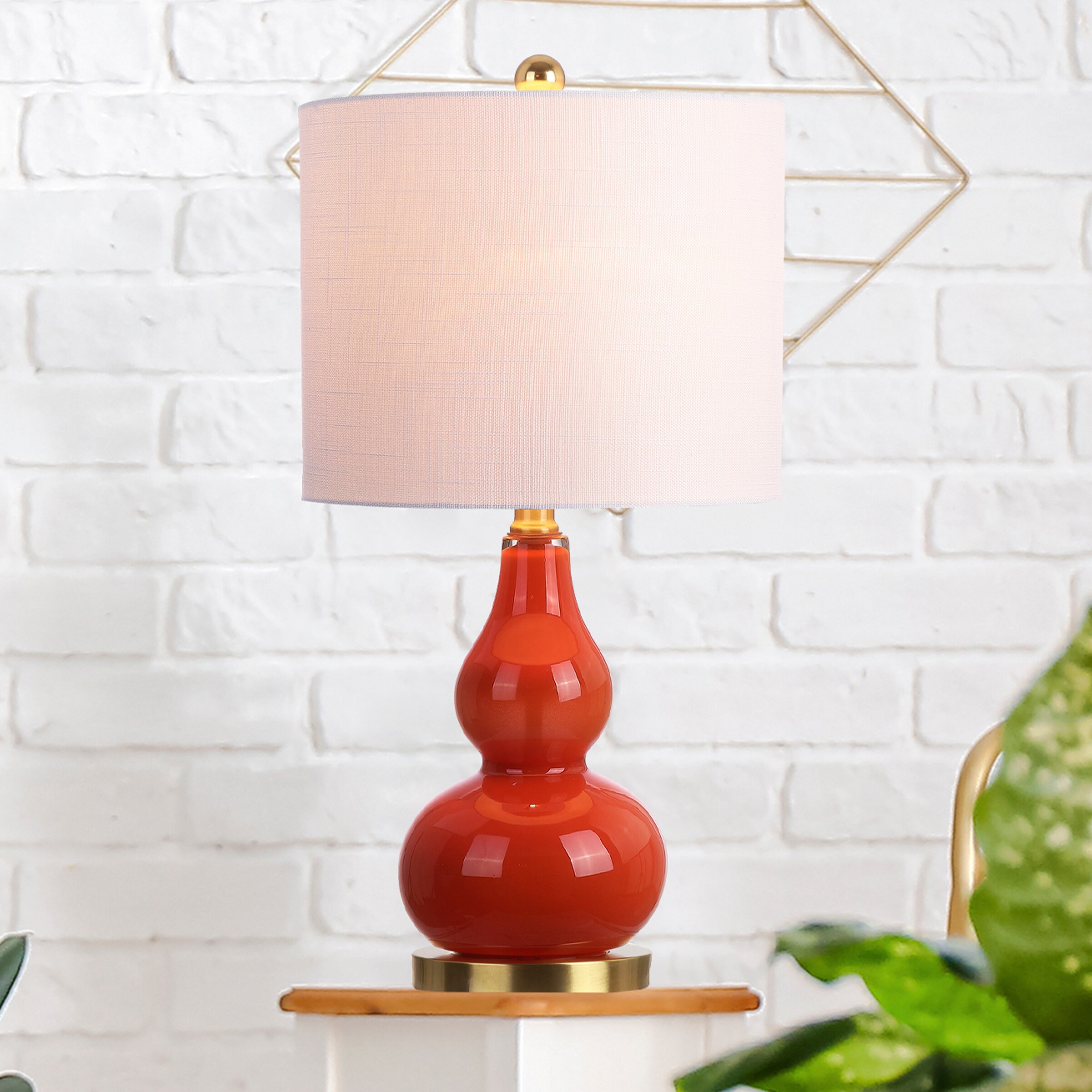 red orange table lamp