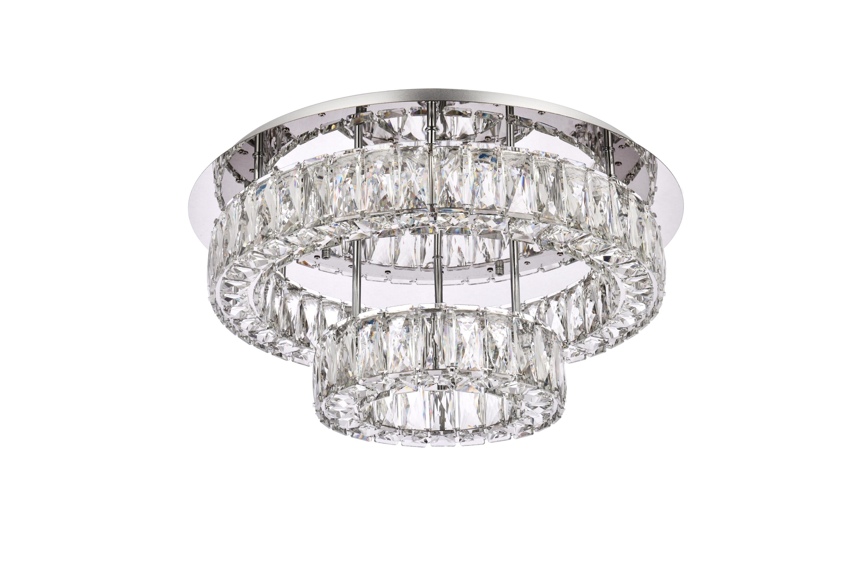 Monroe 22" Chrome LED Flush Mount with Royal Cut Crystals