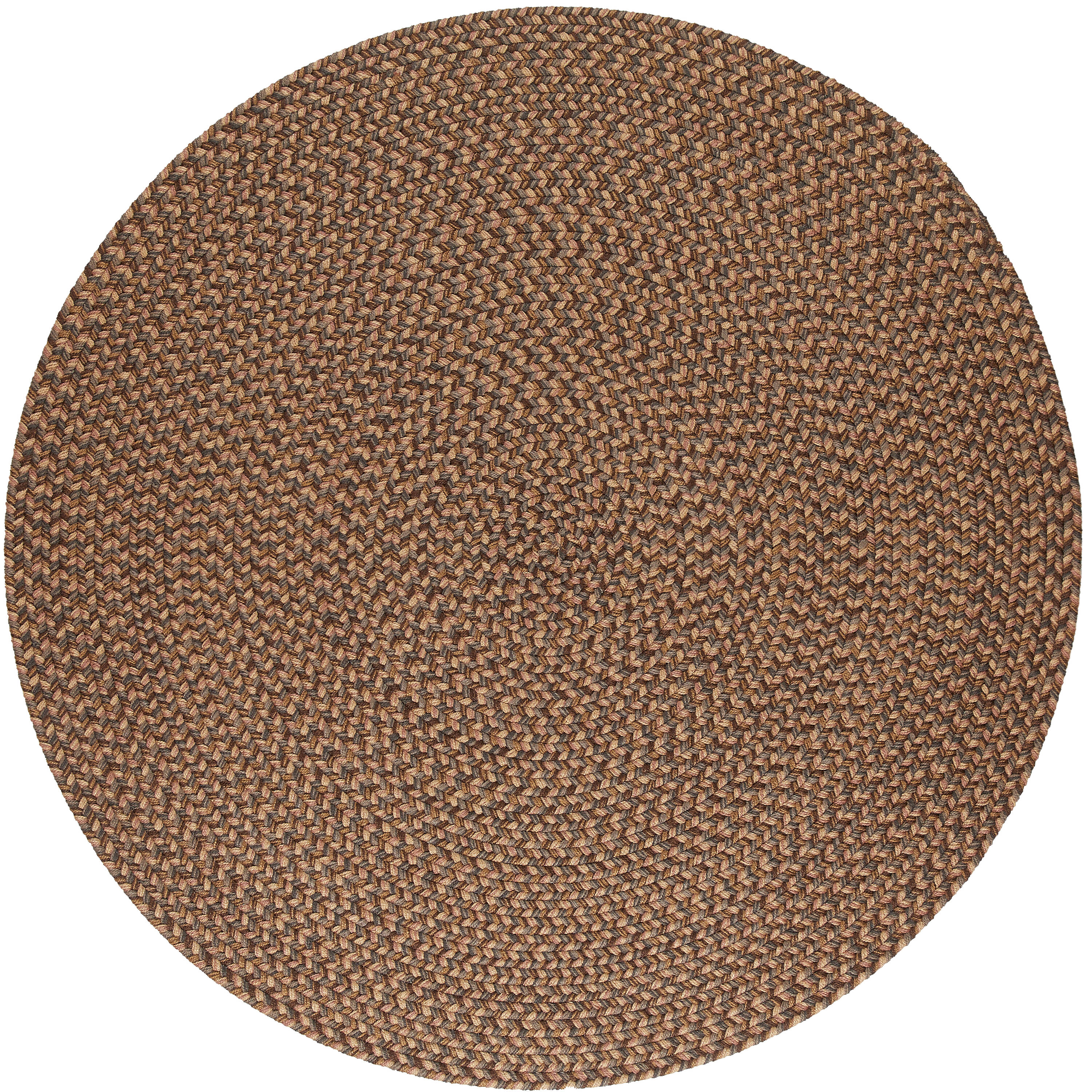 Rhody Rug CD36R096X096 8 x 8 (ft) Braided Polypropylene Shades of Brown Round Indoor/Outdoor Geometric Area rug