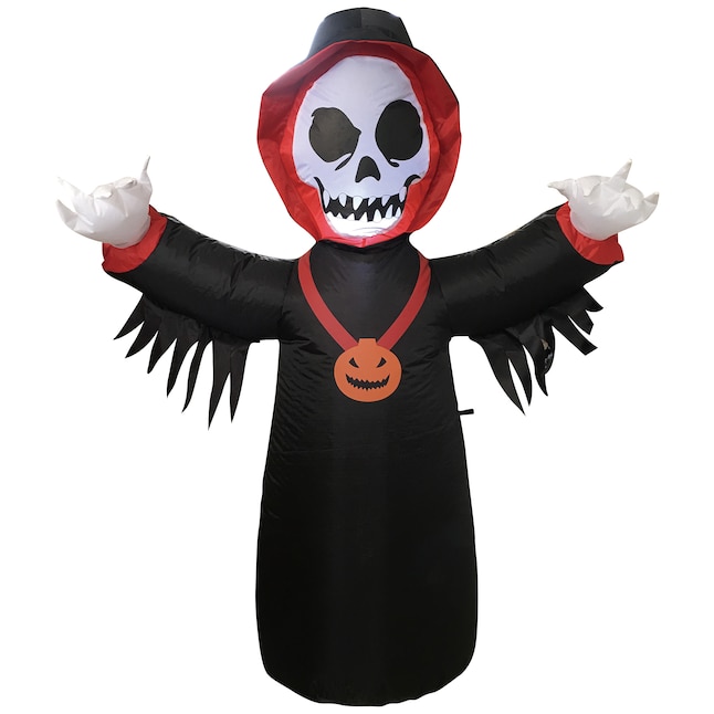 SUPERHUNTER 4-ft Pre-Lit Animatronic Reaper Inflatable in the Outdoor ...
