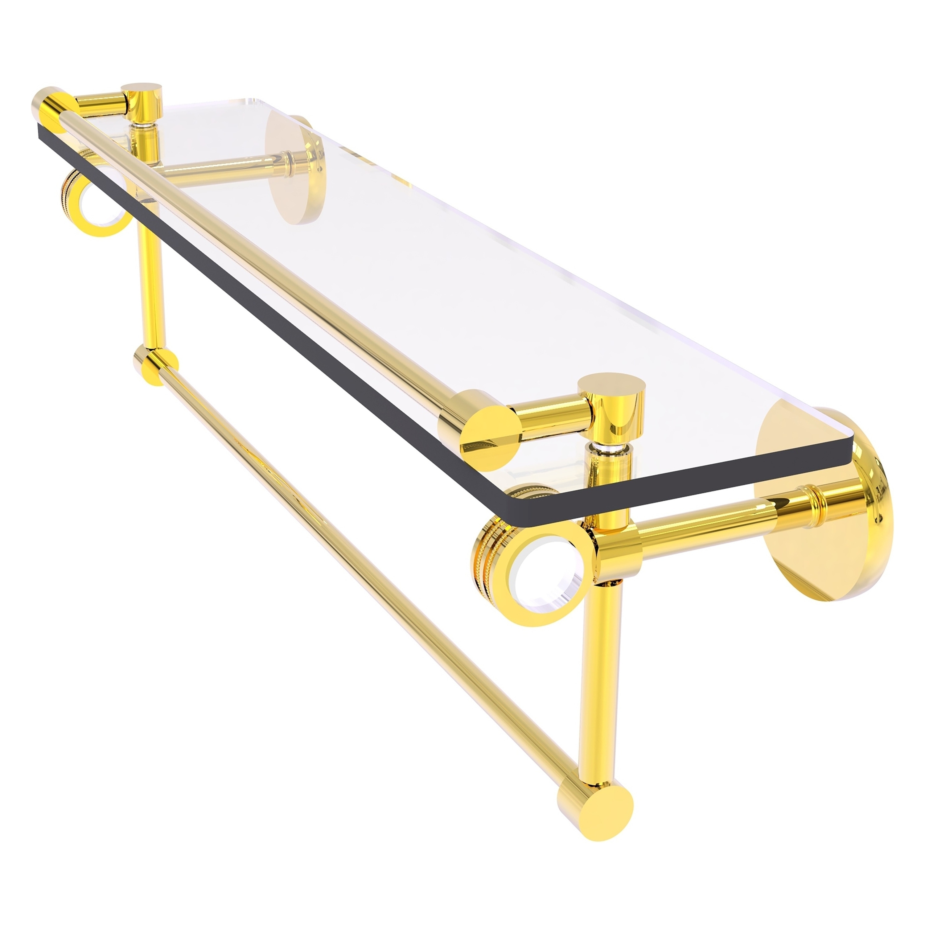 Allied Brass CV-1TBD-22-GAL-PB Clearview Polished Brass Wall mount Bathroom Shelf ( 22-in x 6.7-in x 5-in )