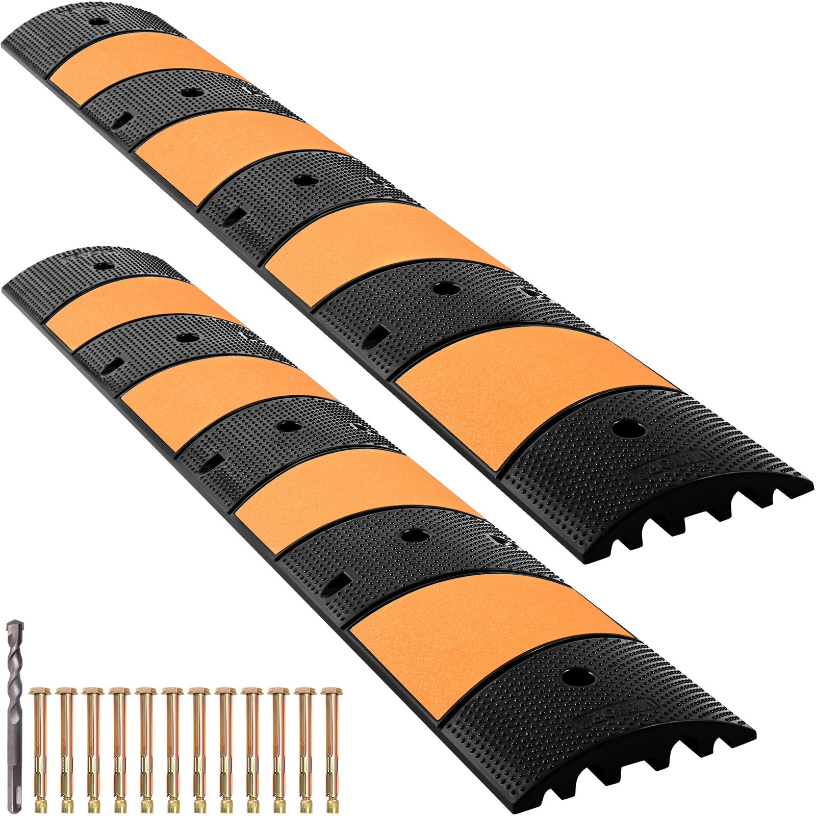 VEVOR Rubber Speed Bump, 2 Pack 2 Channel Speed Bump Hump, 72.8′ Long Modular Speed Bump Rated 22000 LBS Load Capacity, 72.8 x 12.2 x 2.2 Garage Speed Bump for Asphalt Concrete Gravel Driveway-6 FT YCZDLCG722PCSK9UDV0 Sansujyuku sansujyuku.com