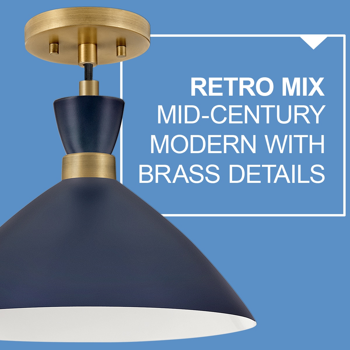 Simon Matte Navy & Heritage Brass 1-Light Pendant