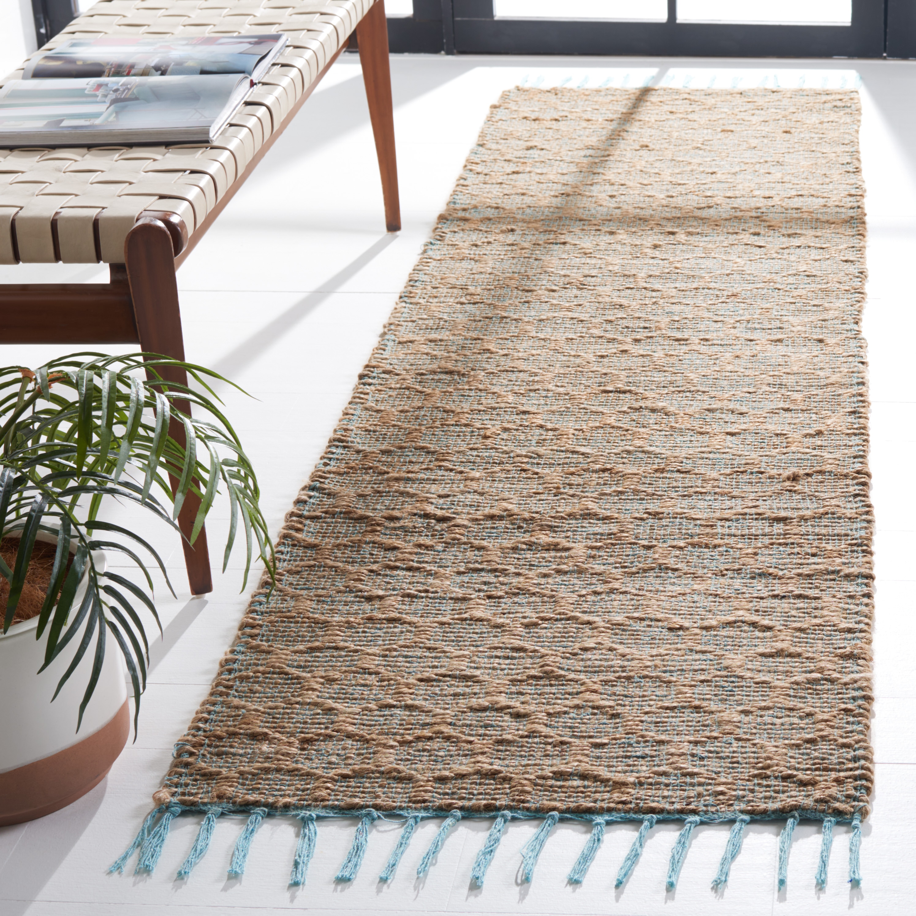  Cape Cod 841 Light Blue/Natural Bohemian 2ft-3in x 8ft Runner Rug