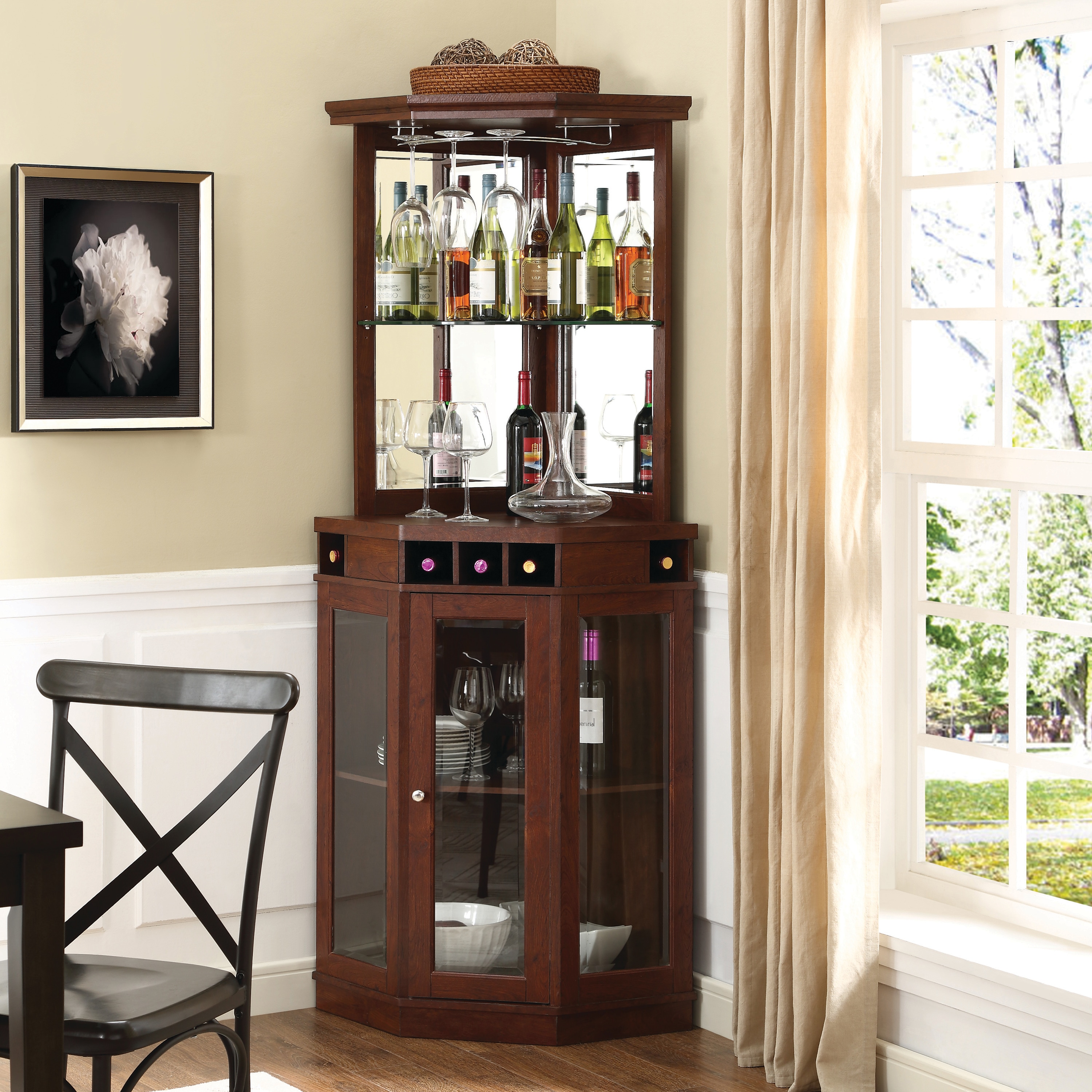 Home Source Industries Arms  x  Brown Corner Bar Cabinet in  the Home Bars department at 