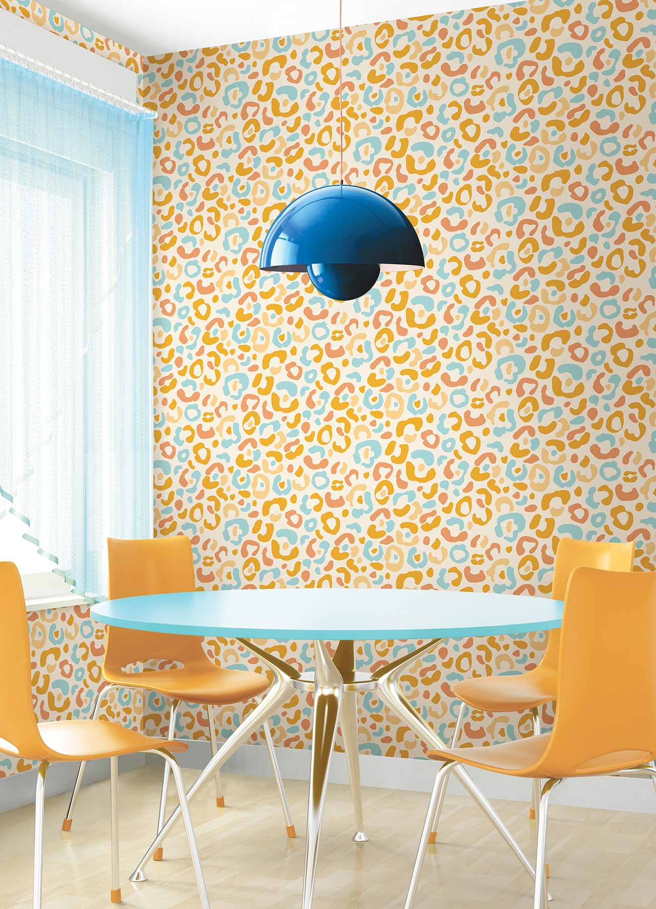 Multi Warm Leopard Print Self-Adhesive Wallpaper Roll