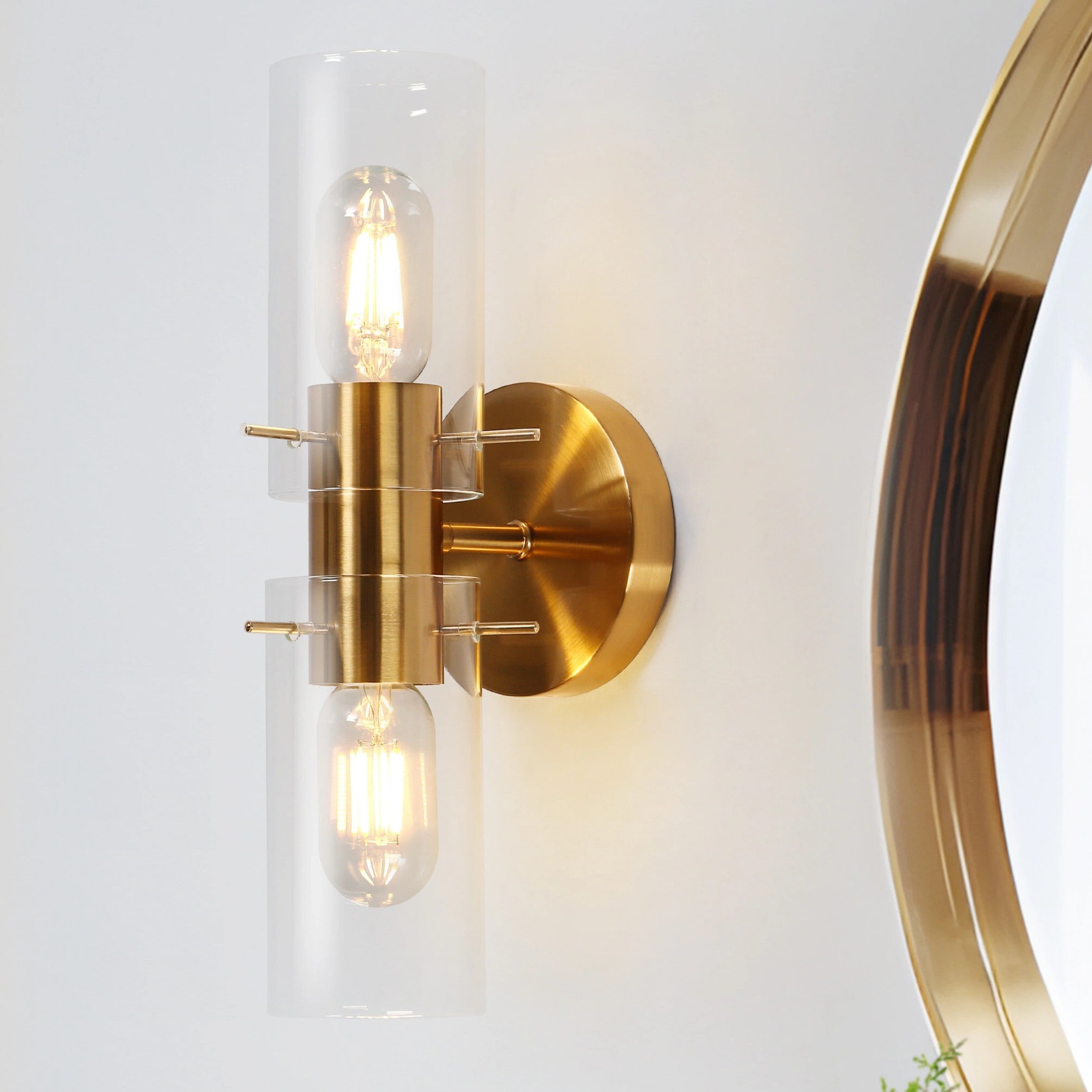 LNC LARZBE25170R9C Stebbinsaiban 4-in W 2 -Light Polished Gold Wall Sconce